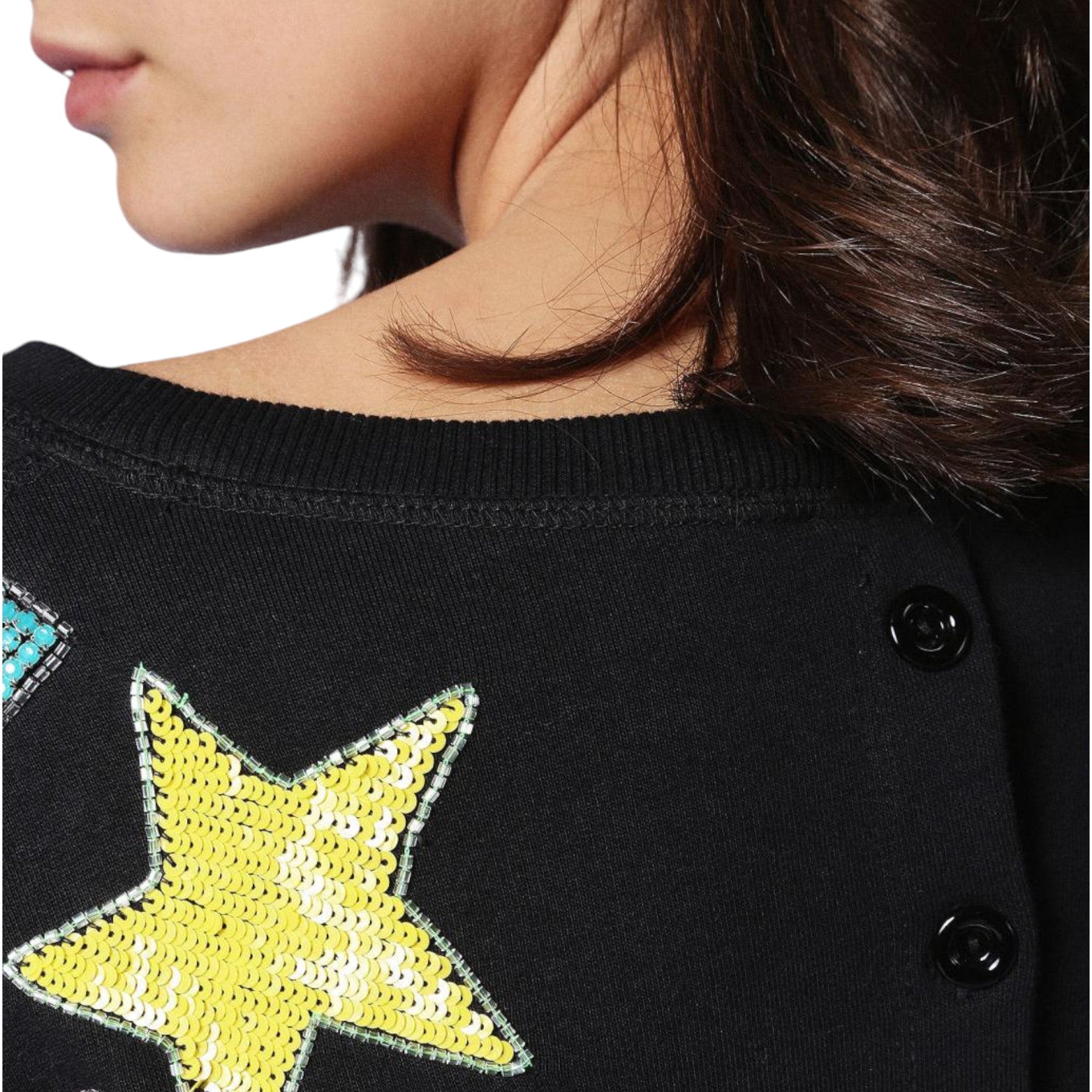 DIESEL F GERTRUDE R 0BAPV Women Cardigan Back Button Jumper Black Sweatshirts