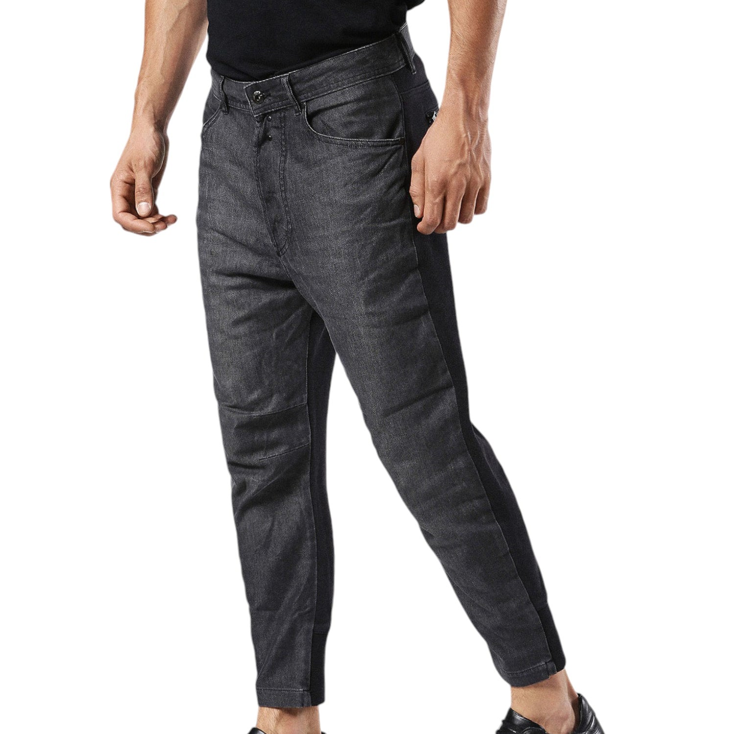 DIESEL D NARROT 0AANN Mens Denim Chinos 2 tone Jeans Regular Fit Lyocell Grey