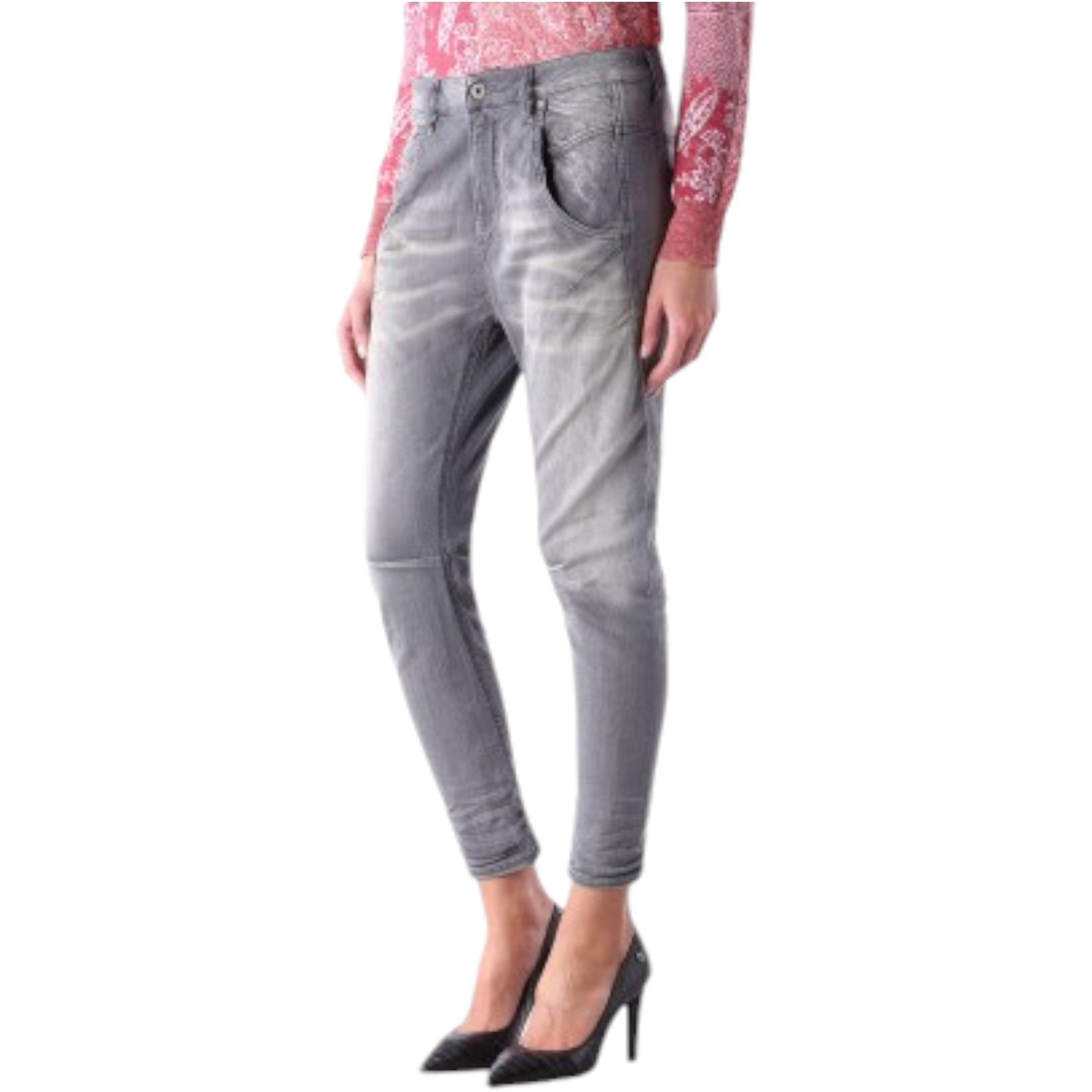 DIESEL GRUPEE NE 0830Q Womens Denim Jeans Slim Fit Skinny Sweat Jogg Pants Grey