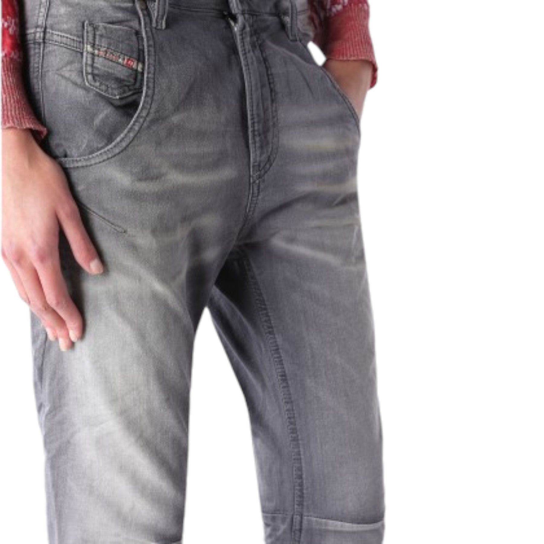 DIESEL GRUPEE NE 0830Q Womens Denim Jeans Slim Fit Skinny Sweat Jogg Pants Grey