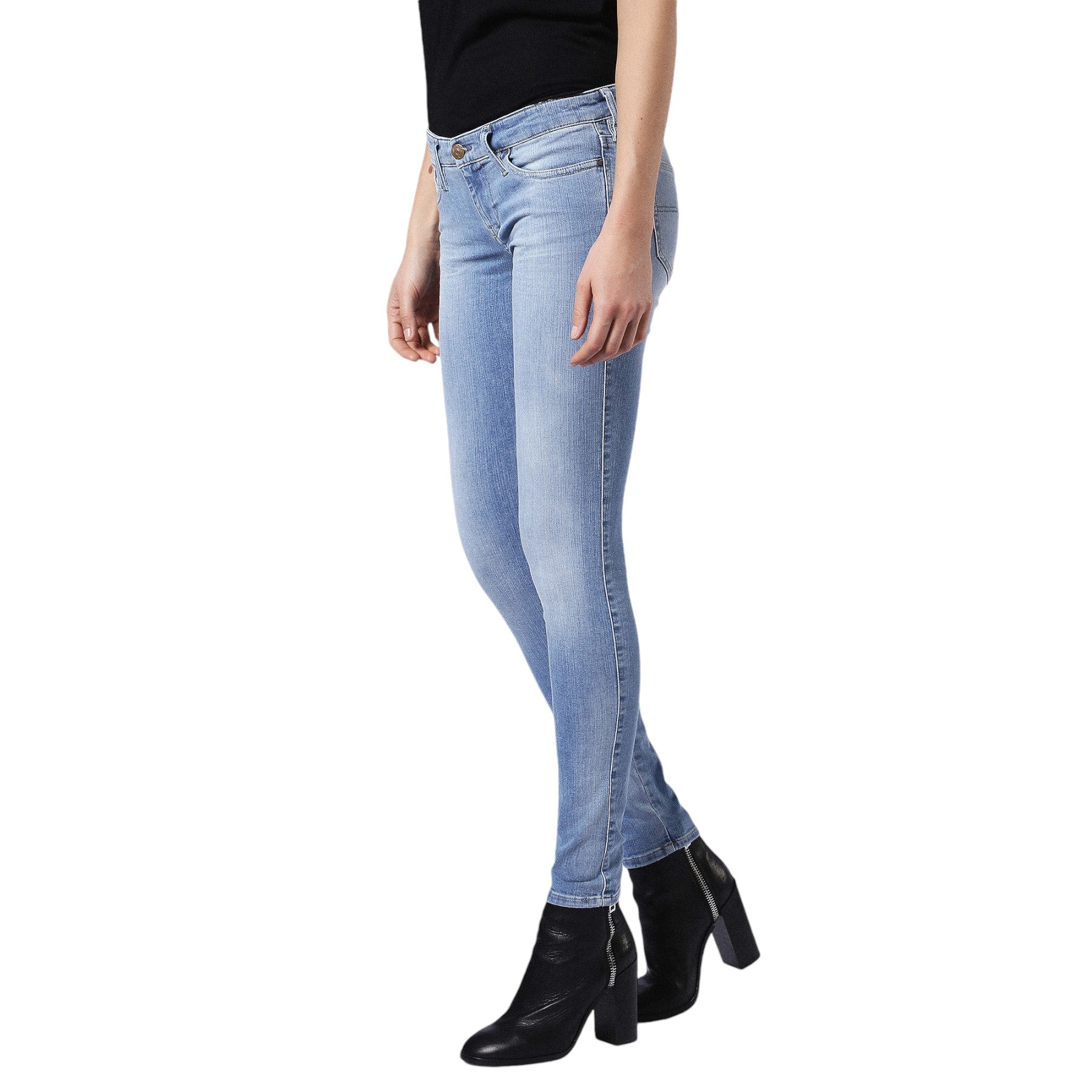 DIESEL SKINZEE LOW 084CR Womens Denim Jeans Super Skinny Fit Blue Faded Zip Fly