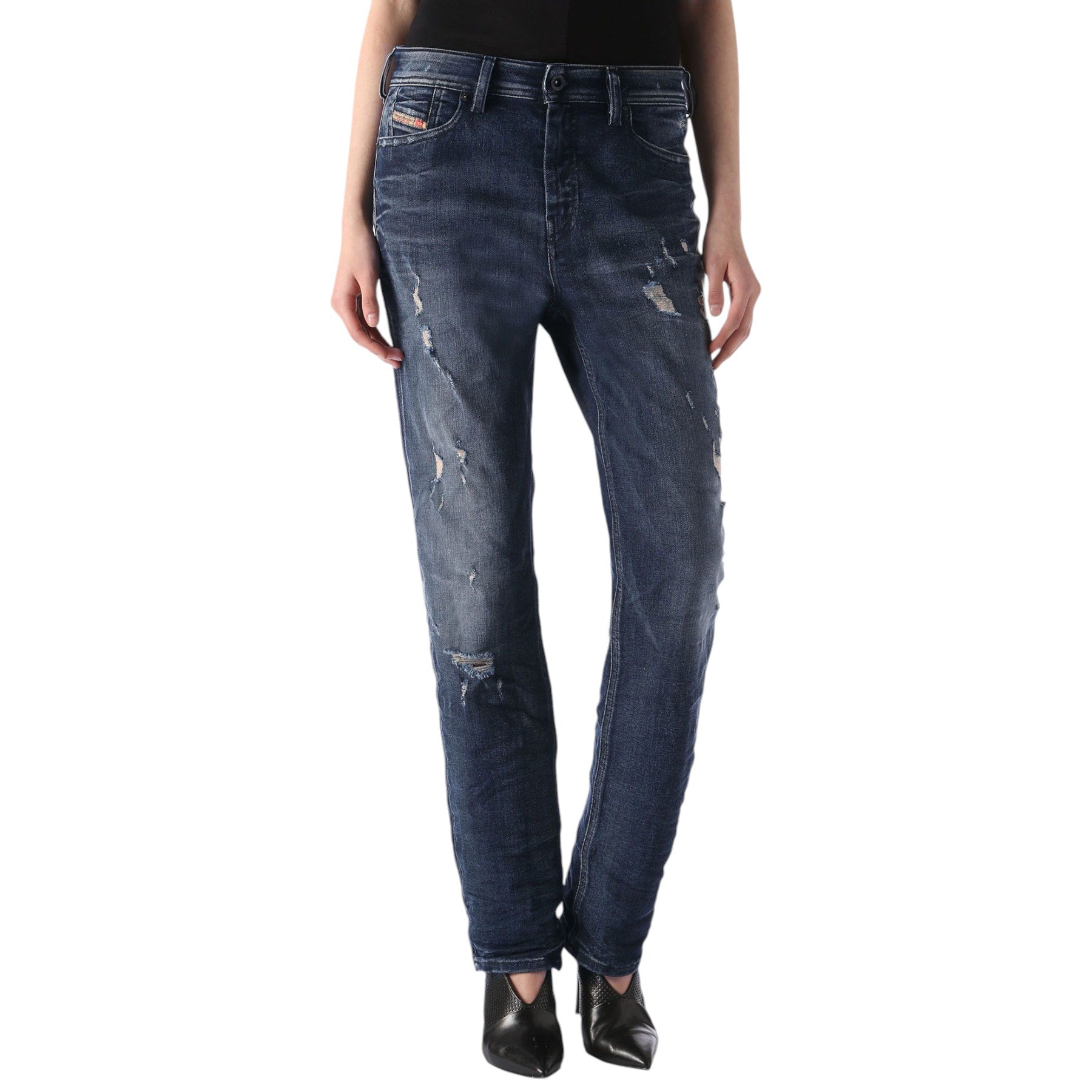 DIESEL Womens Denim Jeans REEN 0844T Distress Regular Fit Straight Leg DNA Jeans