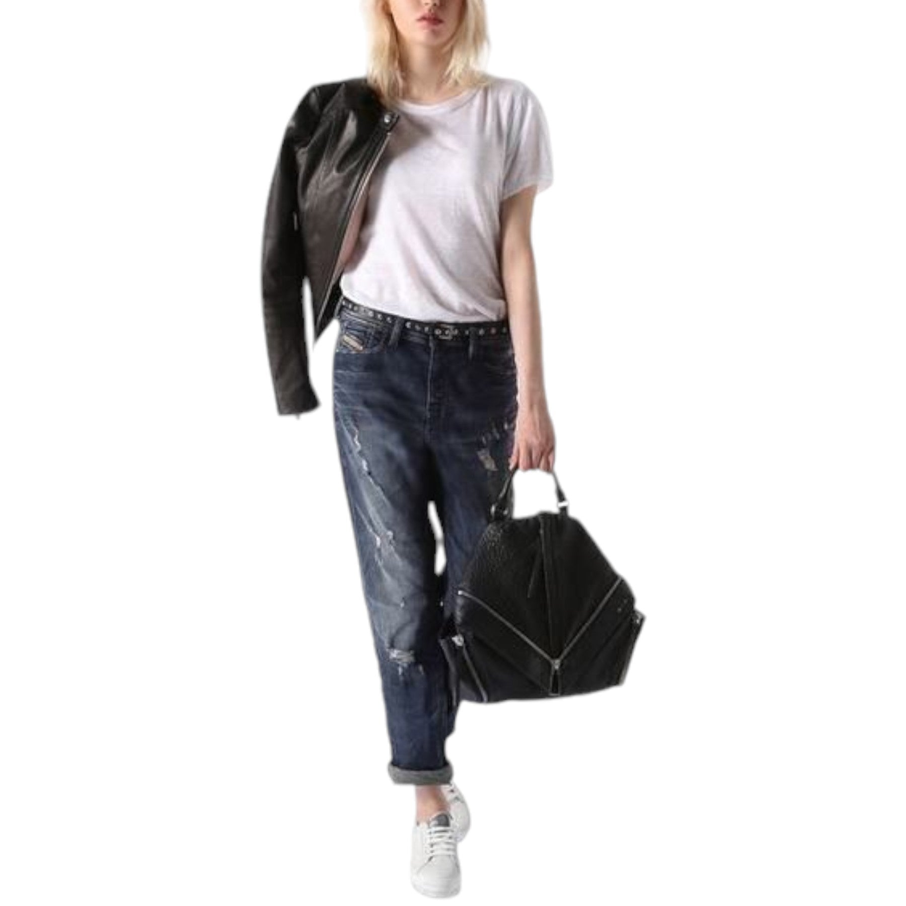 DIESEL Womens Denim Jeans REEN 0844T Distress Regular Fit Straight Leg DNA Jeans