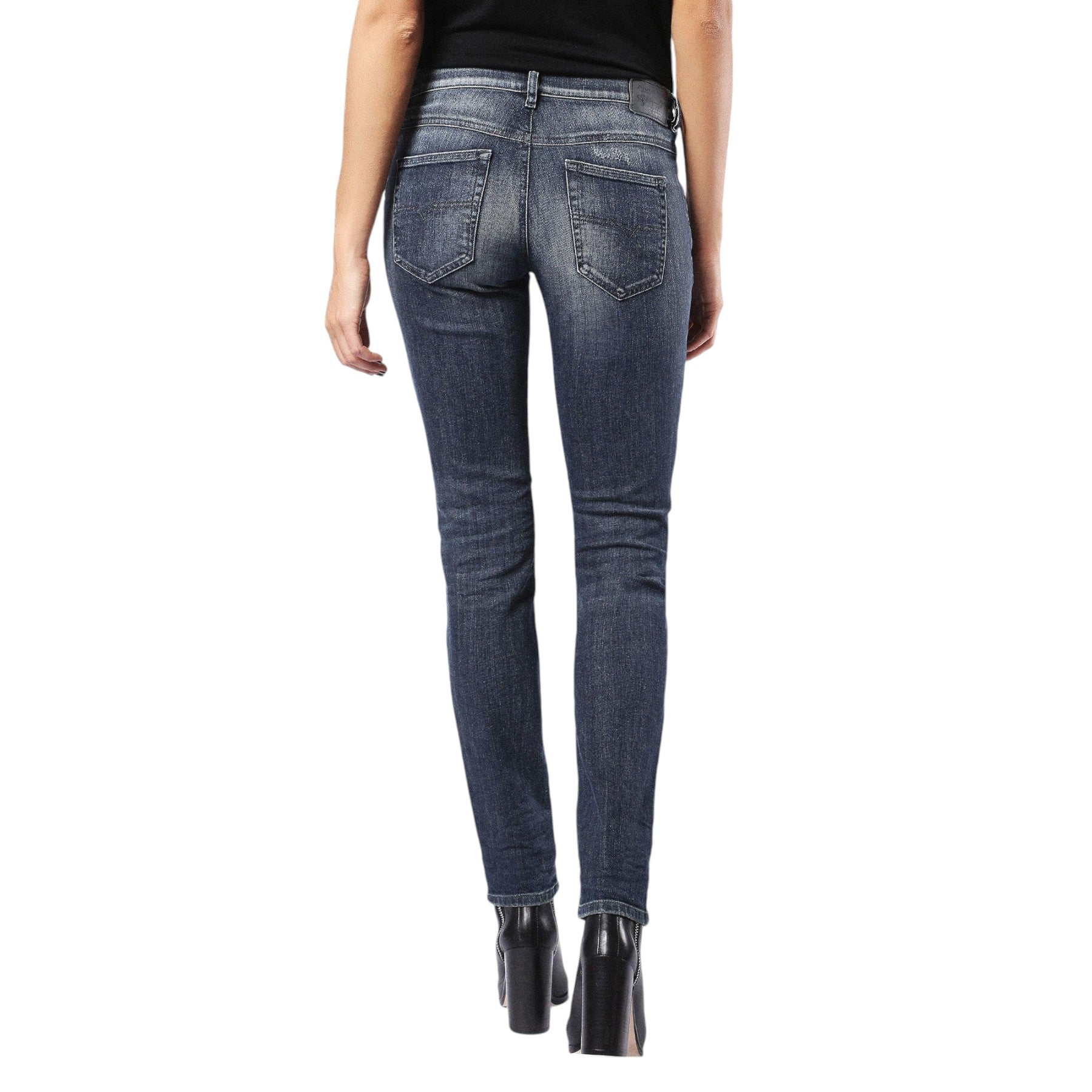 DIESEL BELTHY 0860K Womens Denim Jeans Regular Slim Dark Blue Italy Zip Fly