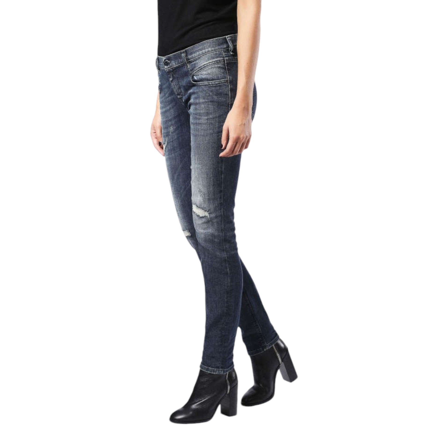 DIESEL BELTHY 0860K Womens Denim Jeans Regular Slim Dark Blue Italy Zip Fly