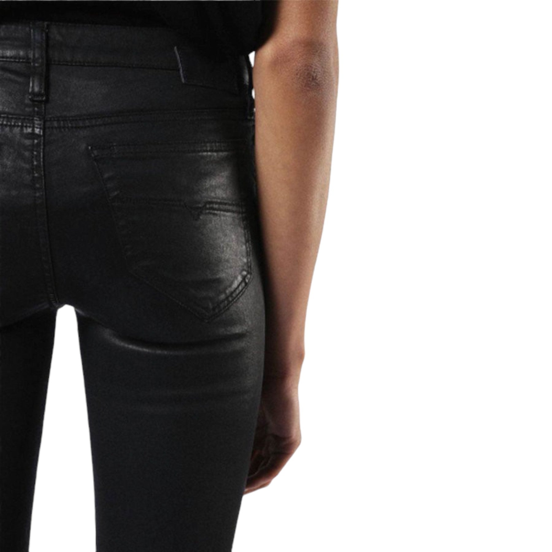 DIESEL SKINZEE 0662E Womens Denim Jeans Super Slim Skinny Zip Fly Shiny Black