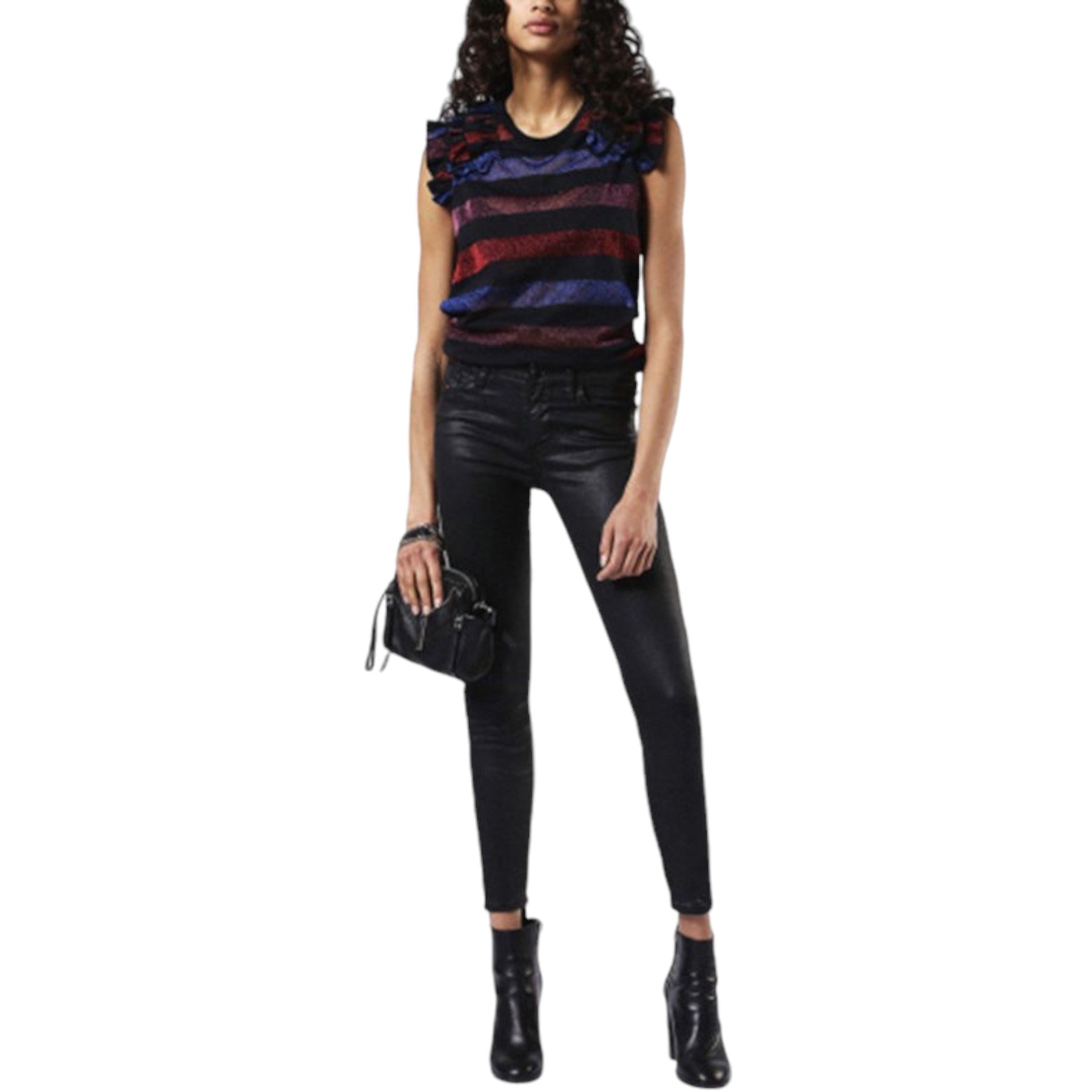 DIESEL SKINZEE 0662E Womens Denim Jeans Super Slim Skinny Zip Fly Shiny Black