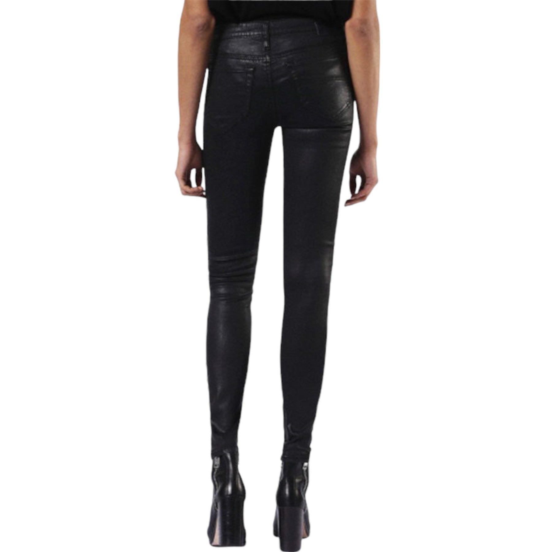 DIESEL SKINZEE 0662E Womens Denim Jeans Super Slim Skinny Zip Fly Shiny Black