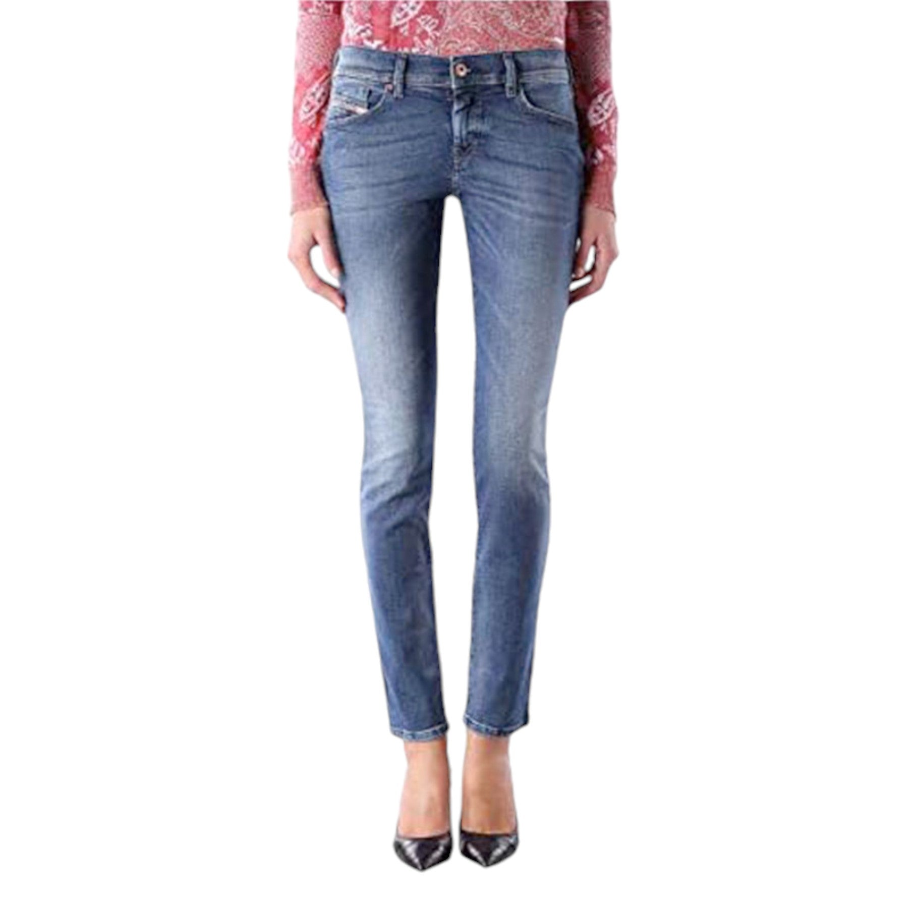 DIESEL GRUPEE NE 0674Z Womens Jeans Stretch Blue Trousers Denim Sweat Jogg Pants