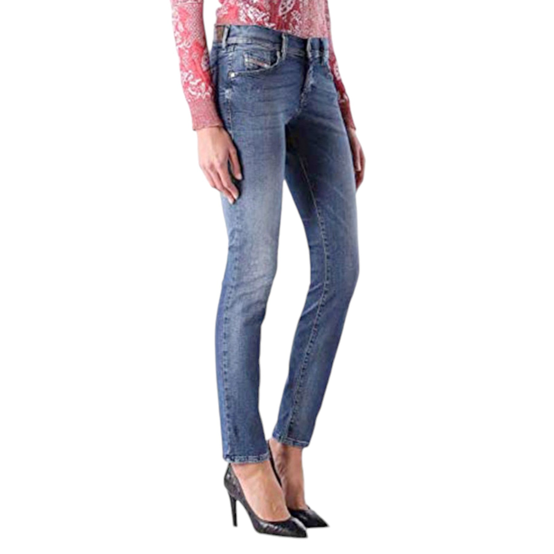 DIESEL GRUPEE NE 0674Z Womens Jeans Stretch Blue Trousers Denim Sweat Jogg Pants