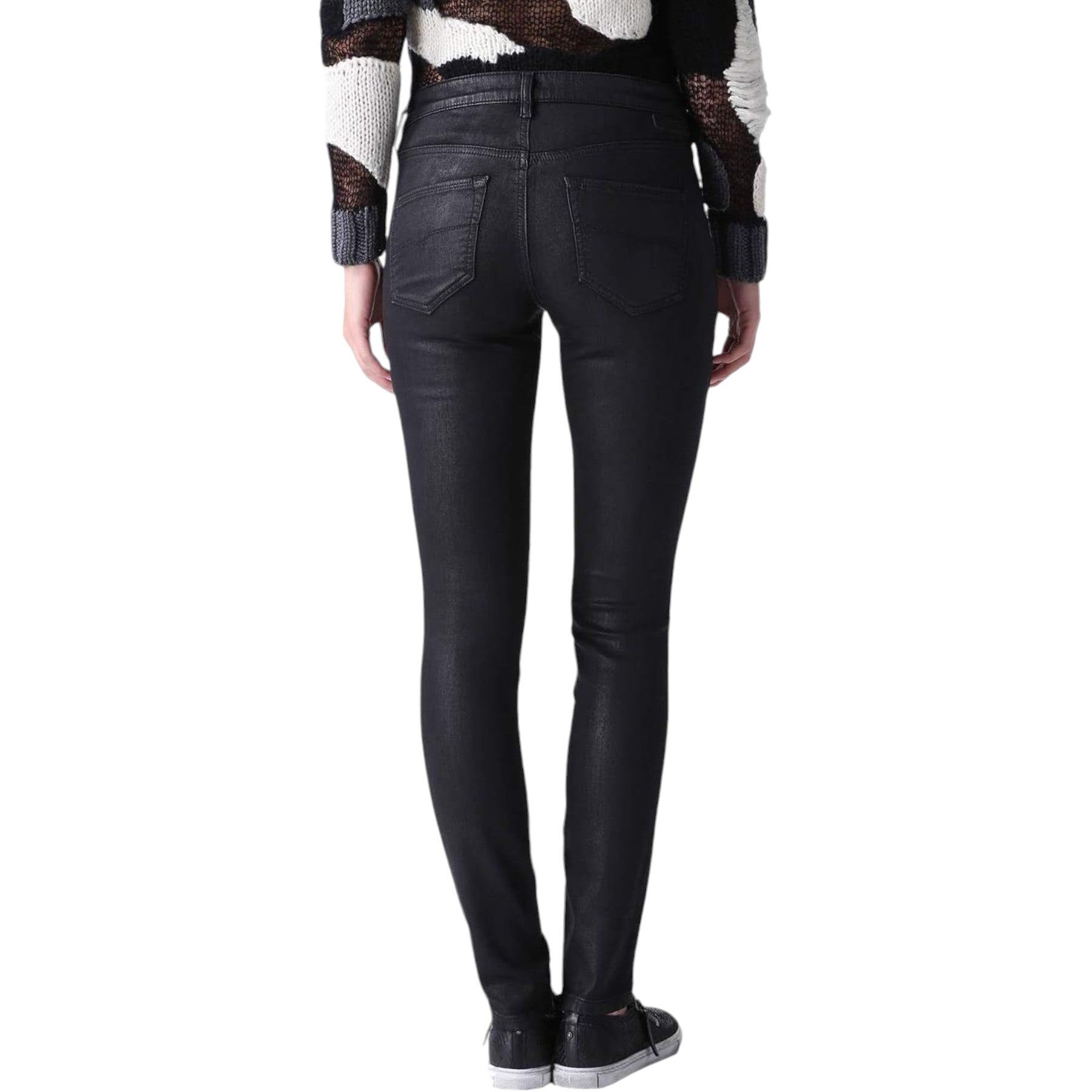 DIESEL DORIS-NE 0837C Womens Sweat Jeans Jogg Pants Denim Trouser Leather Coated