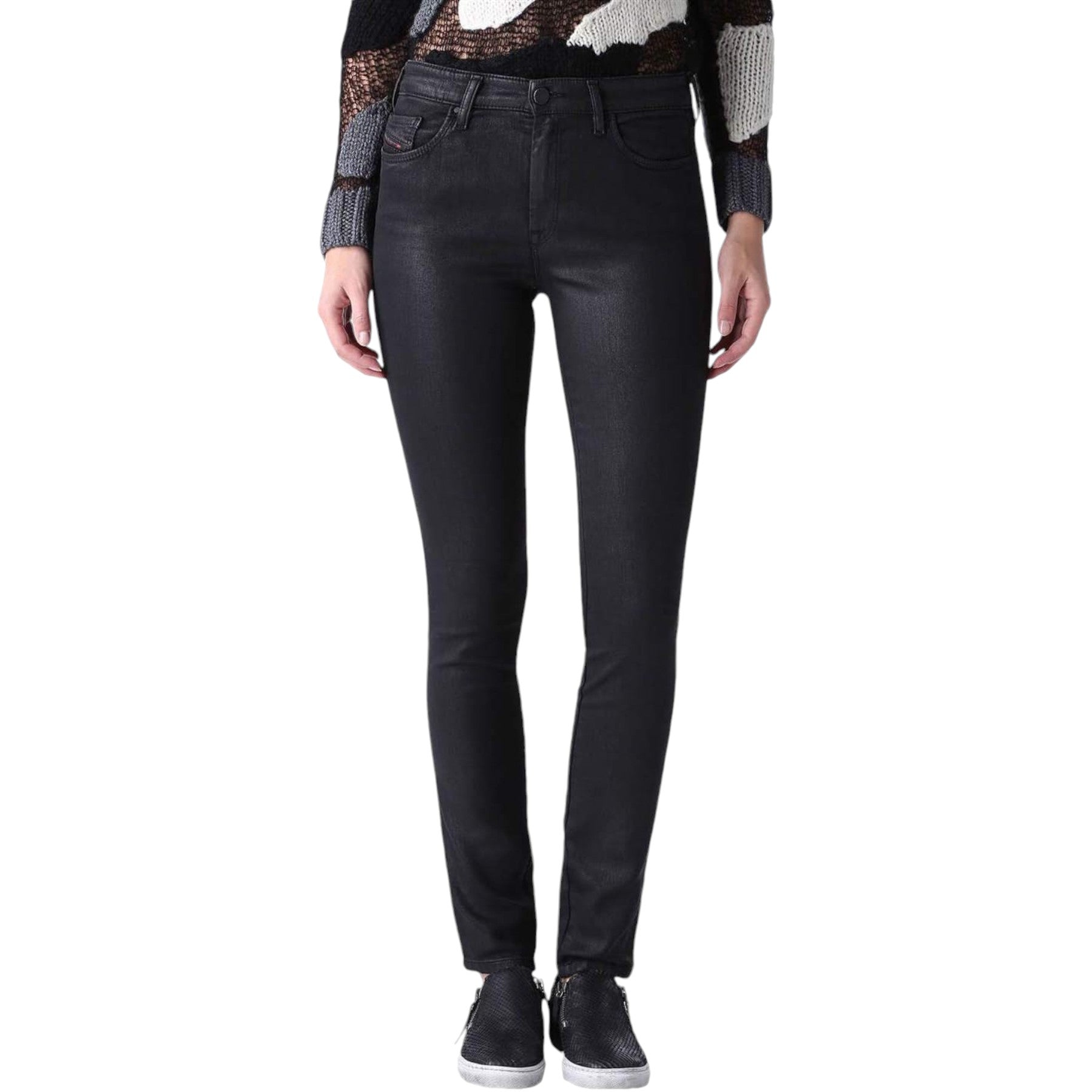 DIESEL DORIS-NE 0837C Womens Sweat Jeans Jogg Pants Denim Trouser Leather Coated