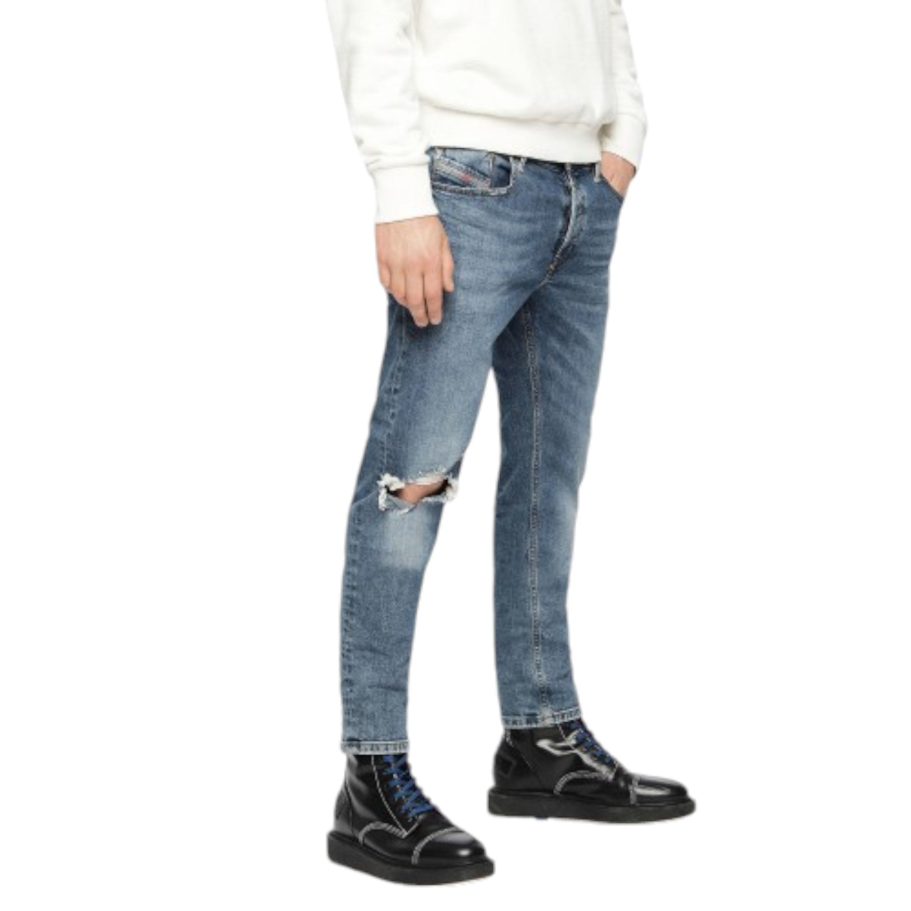 DIESEL SLEENKER 069AI Mens Denim Jeans Distressed Casual Regular Slim Tapered