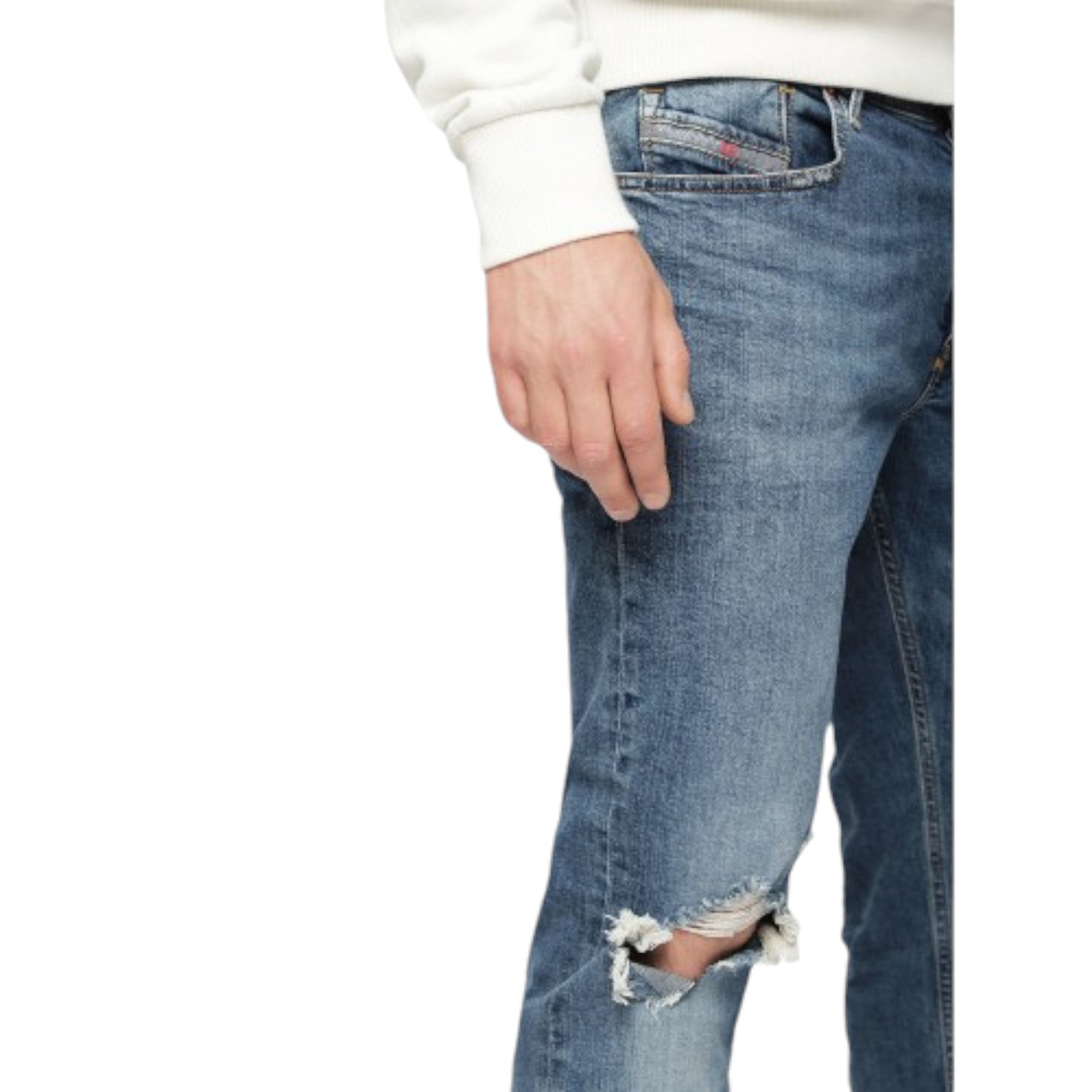 DIESEL SLEENKER 069AI Mens Denim Jeans Distressed Casual Regular Slim Tapered