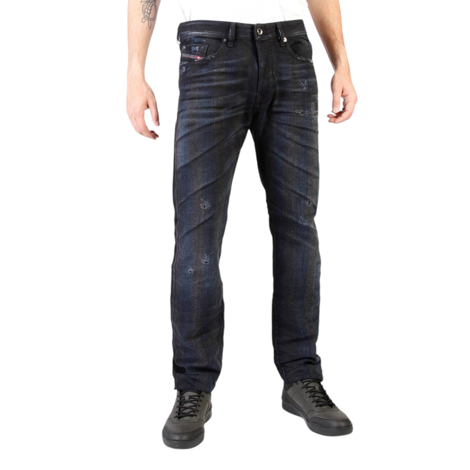 DIESEL BUSTER 0844E Mens Denim Jeans Regular Slim Tapered Distressed Casual Pant