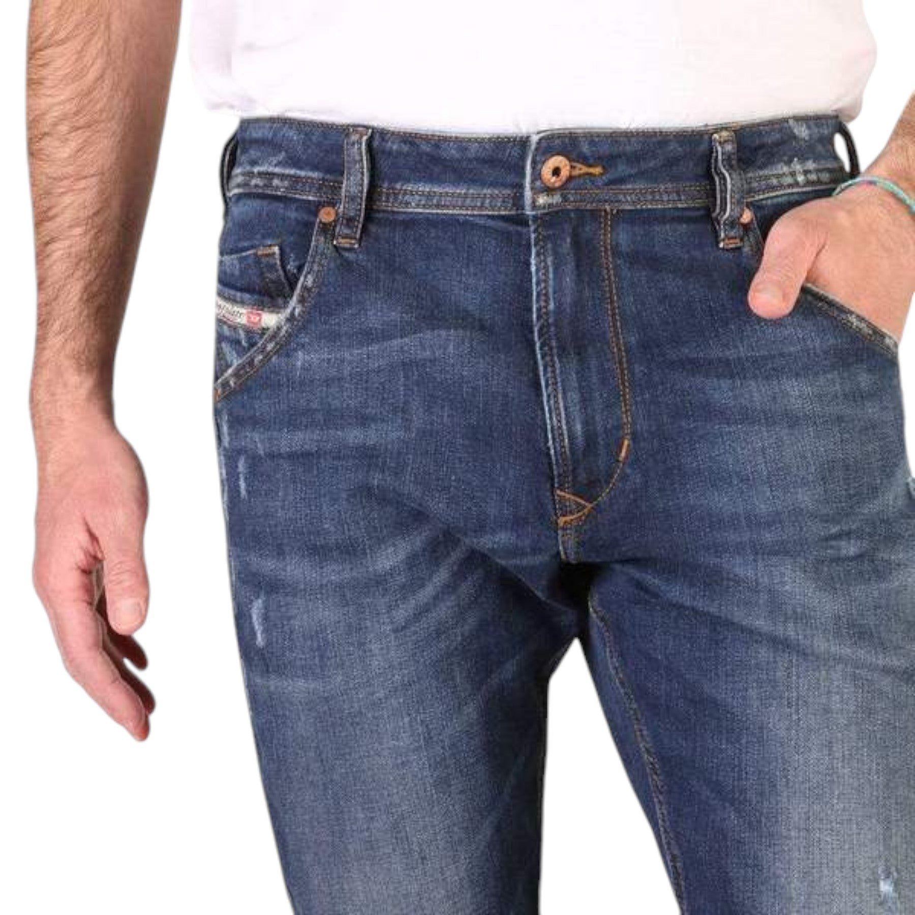 DIESEL KRAYVER RB003 Mens Denim Jeans Regular Slim Tapered Distress Casual Pants