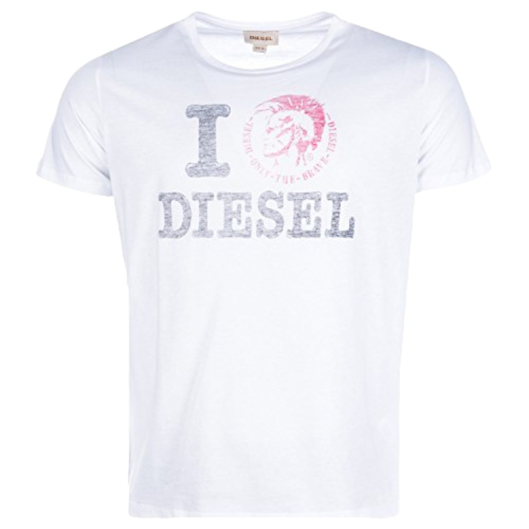 DIESEL T ILOVE R 00AIE Mens T-Shirt Crew Neck Short Sleeve Casual Cotton Tee