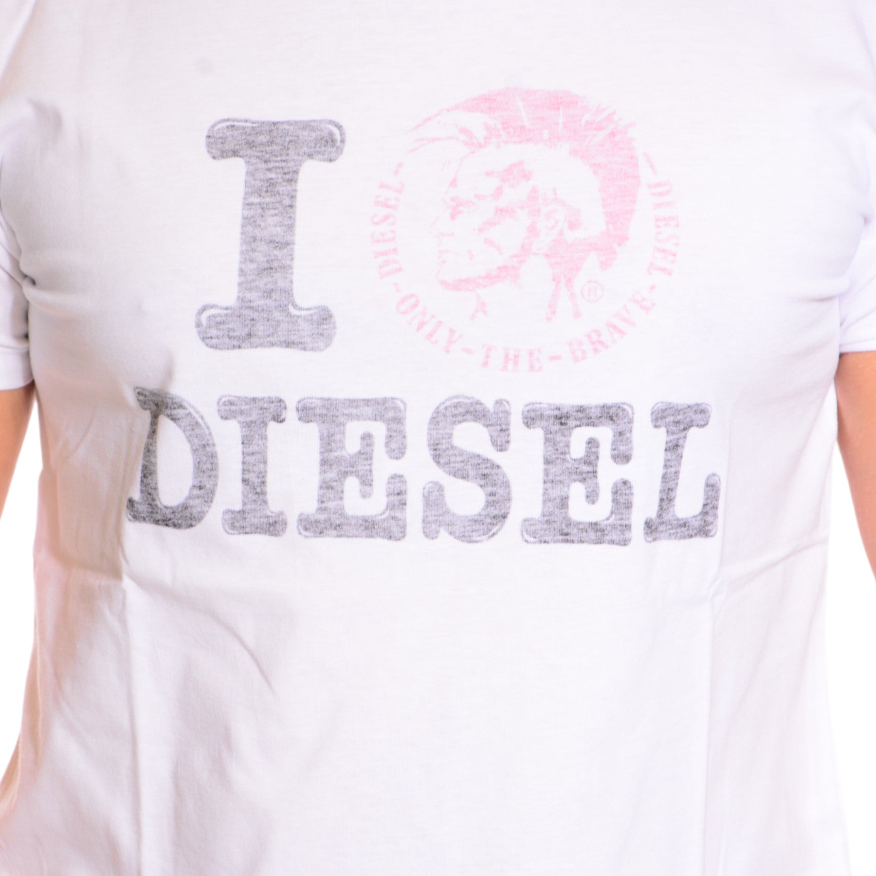 DIESEL T ILOVE R 00AIE Mens T-Shirt Crew Neck Short Sleeve Casual Cotton Tee