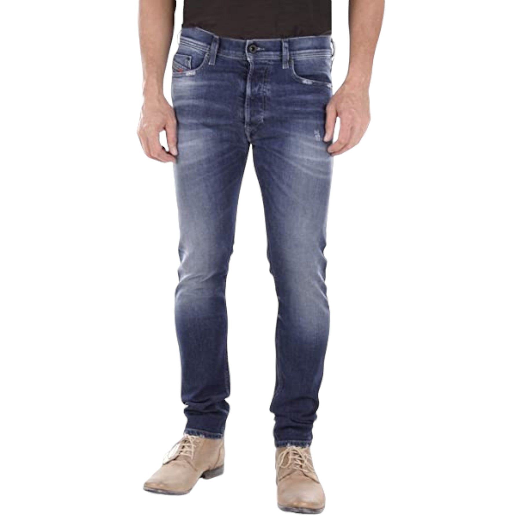 DIESEL TEPPHAR R39M0 Mens Denim Jeans Regular Fit Straight Leg Casual Blue Pants