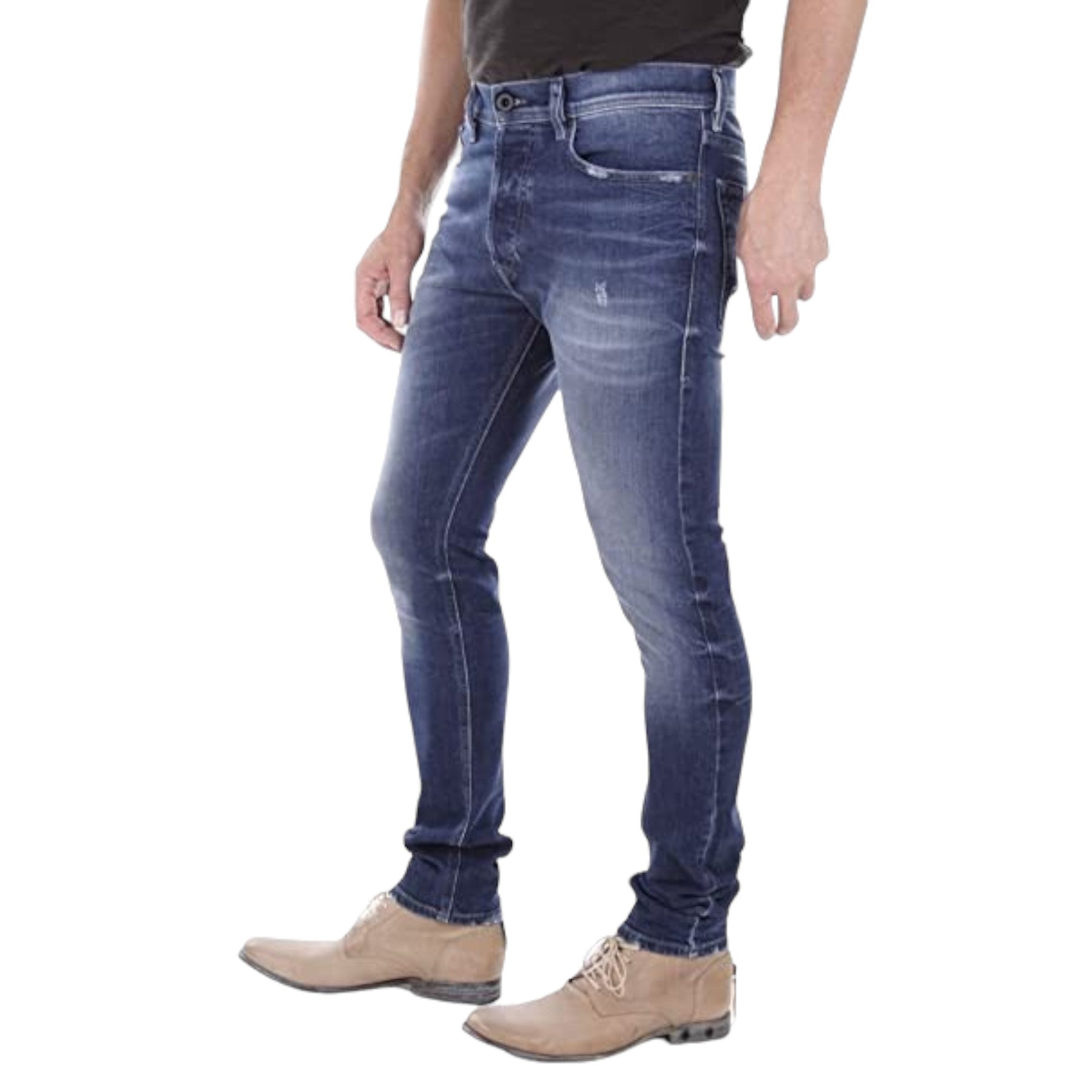 DIESEL TEPPHAR R39M0 Mens Denim Jeans Regular Fit Straight Leg Casual Blue Pants