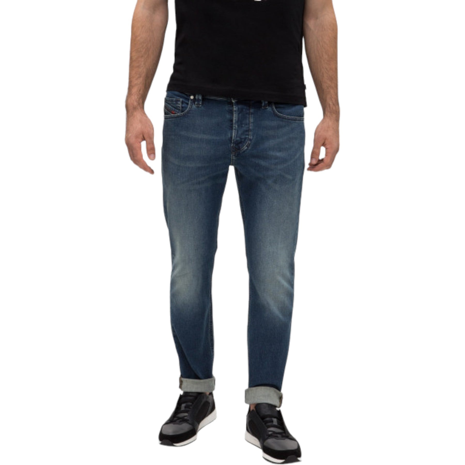 DIESEL LARKEE BEEX 084TU Mens Denim Jeans Stretch Regular Fit Tapered Faded Pant