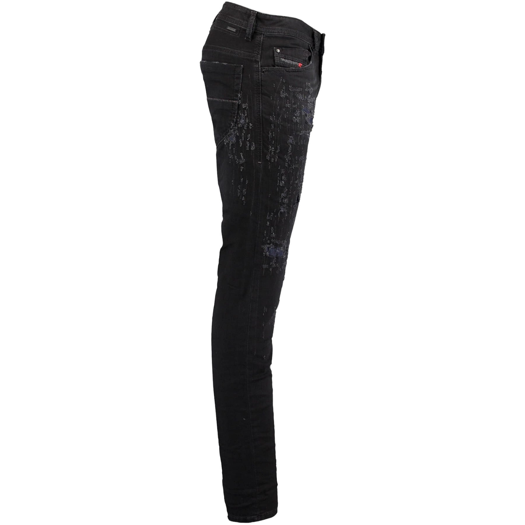 DIESEL THOMMER 0683T Mens Denim Jeans Slim Fit DNA Distressed Black Pants Italy