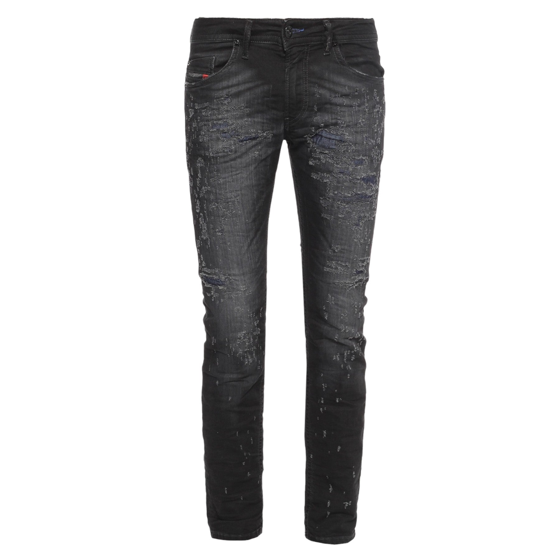 DIESEL THOMMER 0683T Mens Denim Jeans Slim Fit DNA Distressed Black Pants Italy