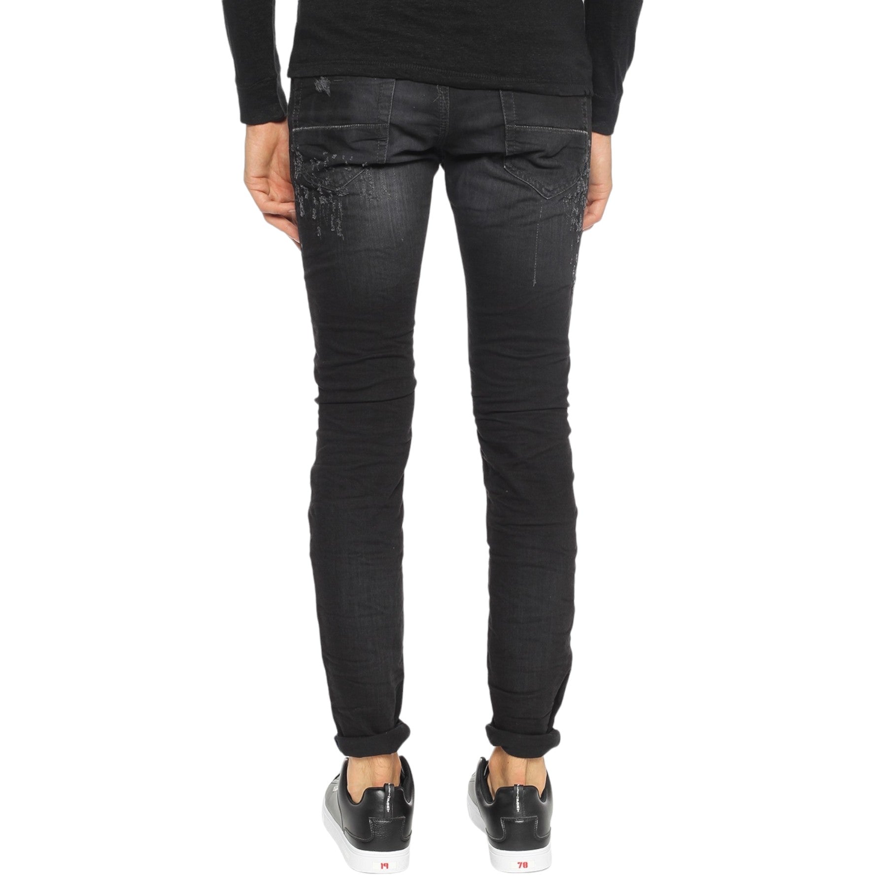 DIESEL THOMMER 0683T Mens Denim Jeans Slim Fit DNA Distressed Black Pants Italy