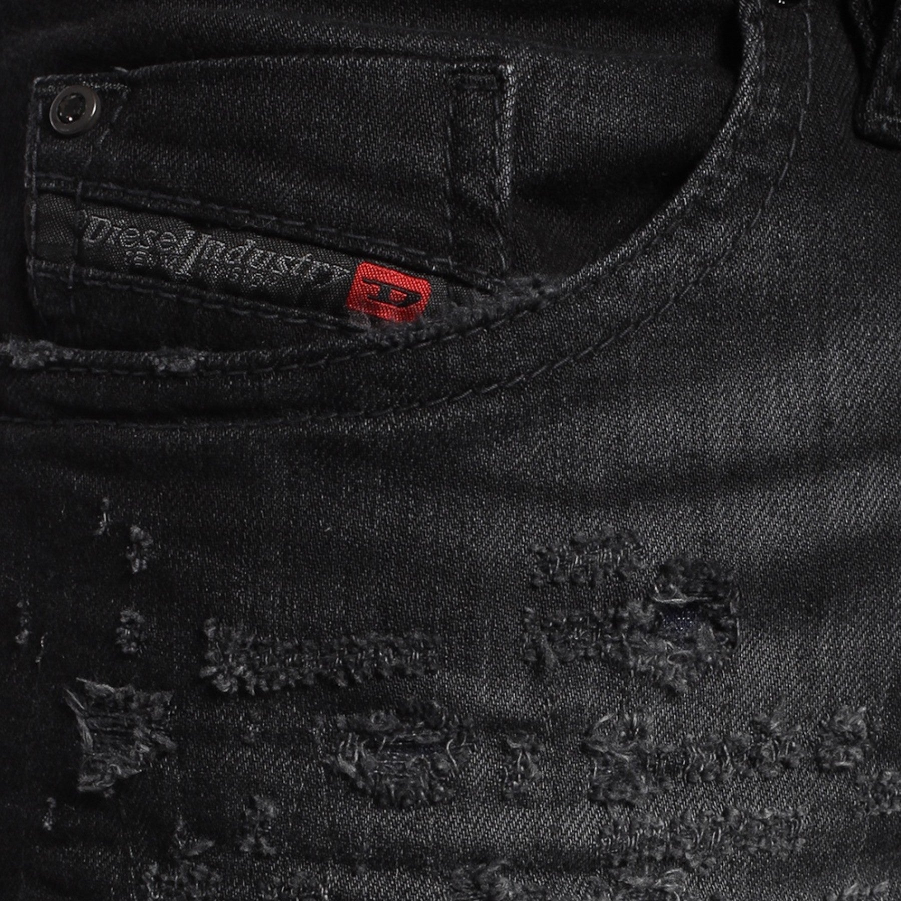 DIESEL THOMMER 0683T Mens Denim Jeans Slim Fit DNA Distressed Black Pants Italy