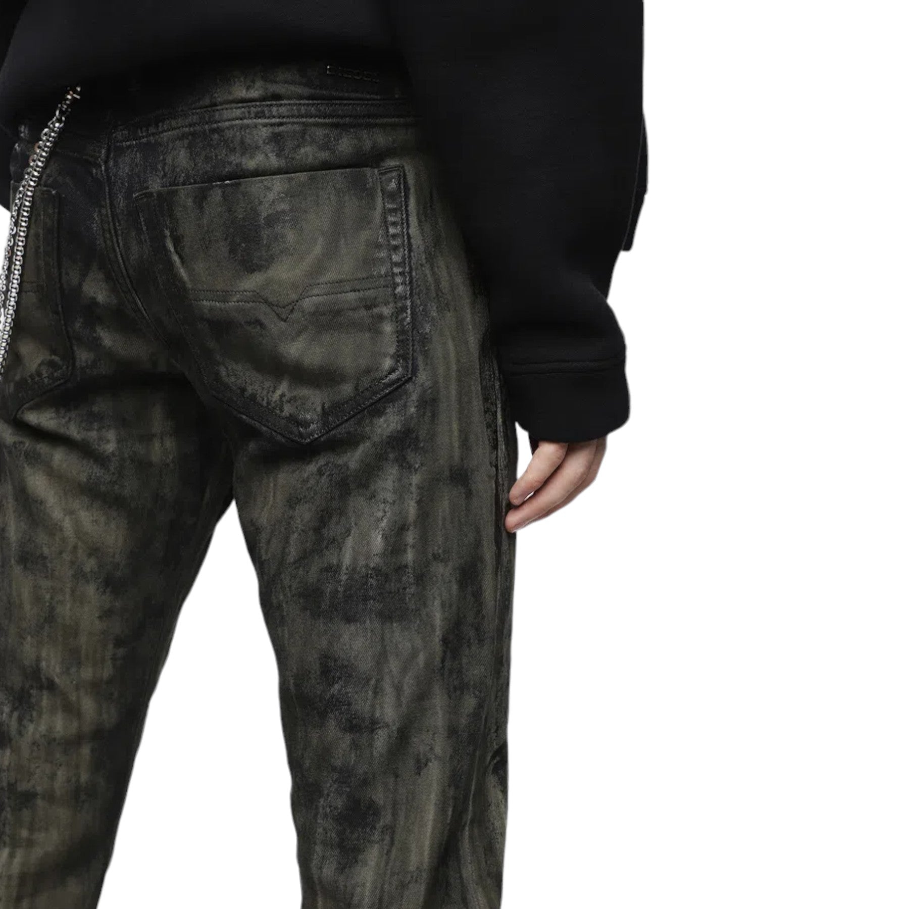 DIESEL BUSTER 084ZY Mens Denim Jeans Regular Slim Tapered Fit Black Green Italy