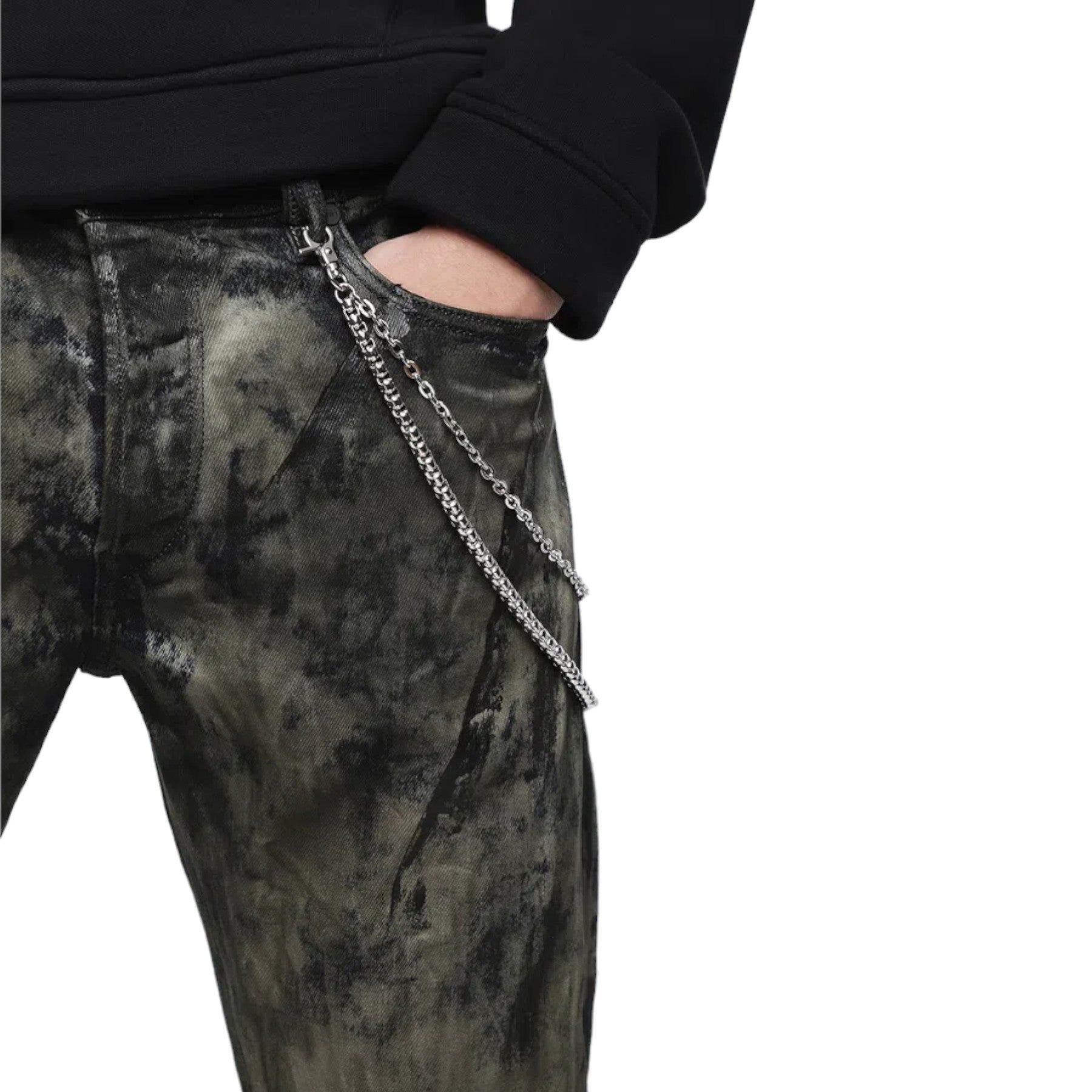 DIESEL BUSTER 084ZY Mens Denim Jeans Regular Slim Tapered Fit Black Green Italy