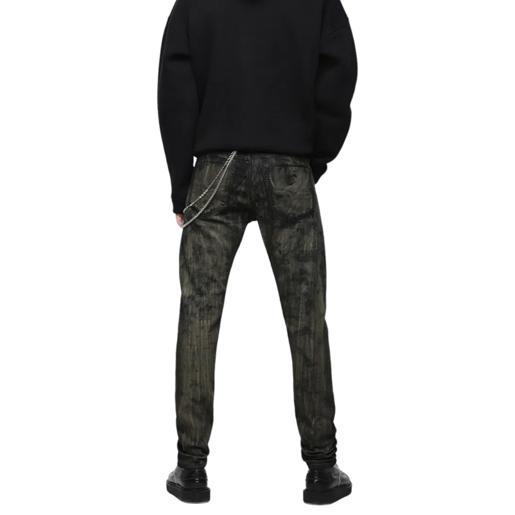 DIESEL BUSTER 084ZY Mens Denim Jeans Regular Slim Tapered Fit Black Green Italy