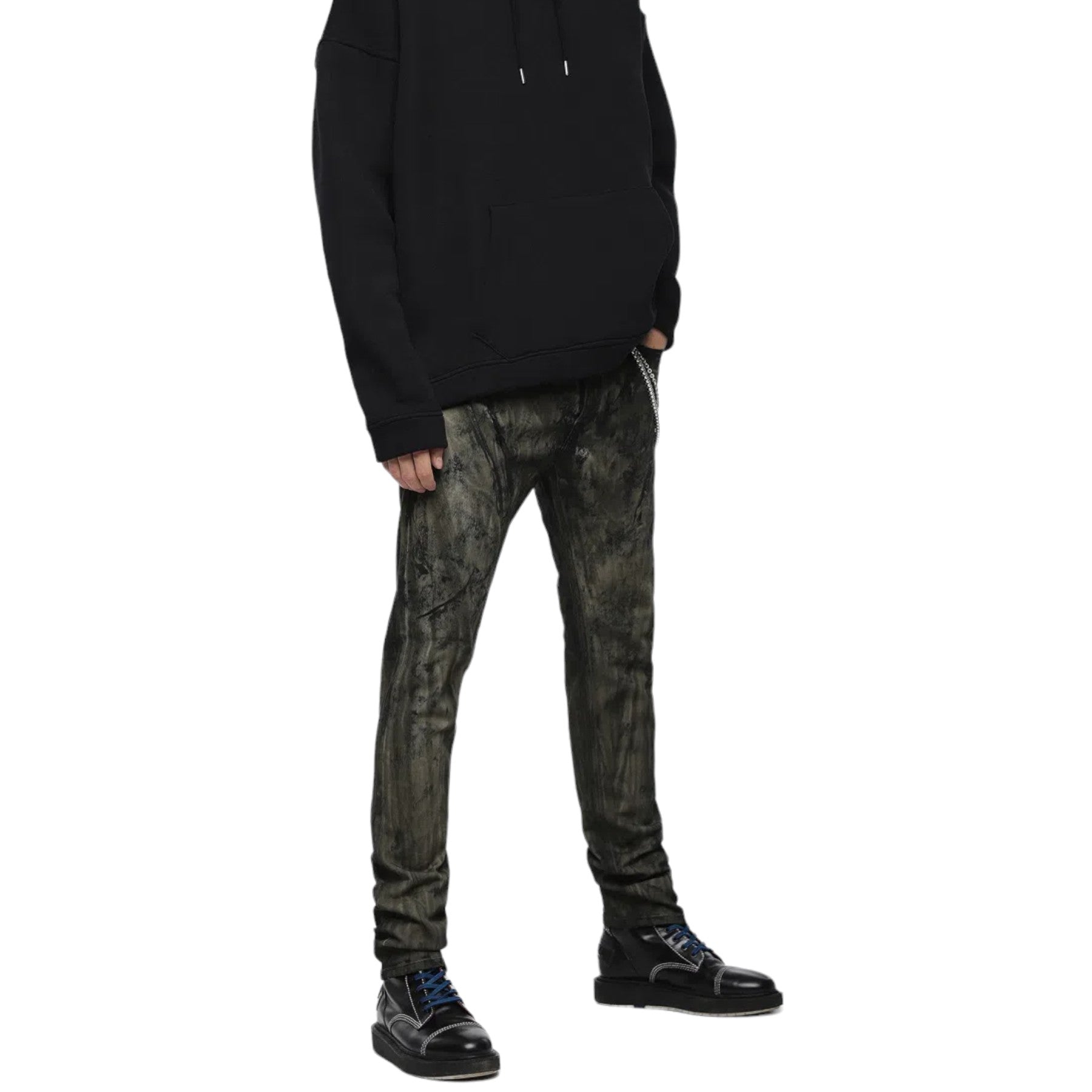 DIESEL BUSTER 084ZY Mens Denim Jeans Regular Slim Tapered Fit Black Green Italy