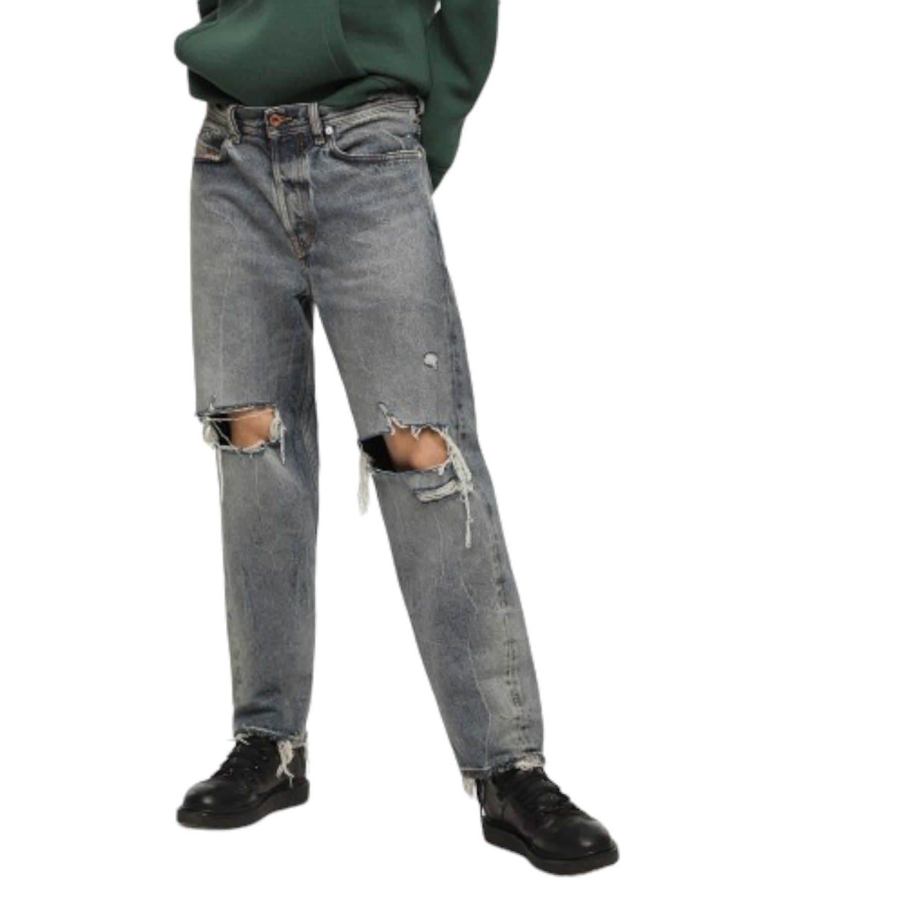 DIESEL DAGH XP 084ZS Mens Jeans Regular Straight Distress Blue Denim Made Italy