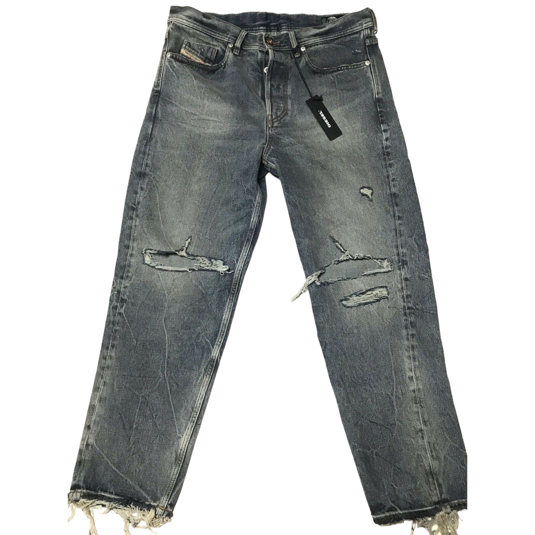 DIESEL DAGH XP 084ZS Mens Jeans Regular Straight Distress Blue Denim Made Italy