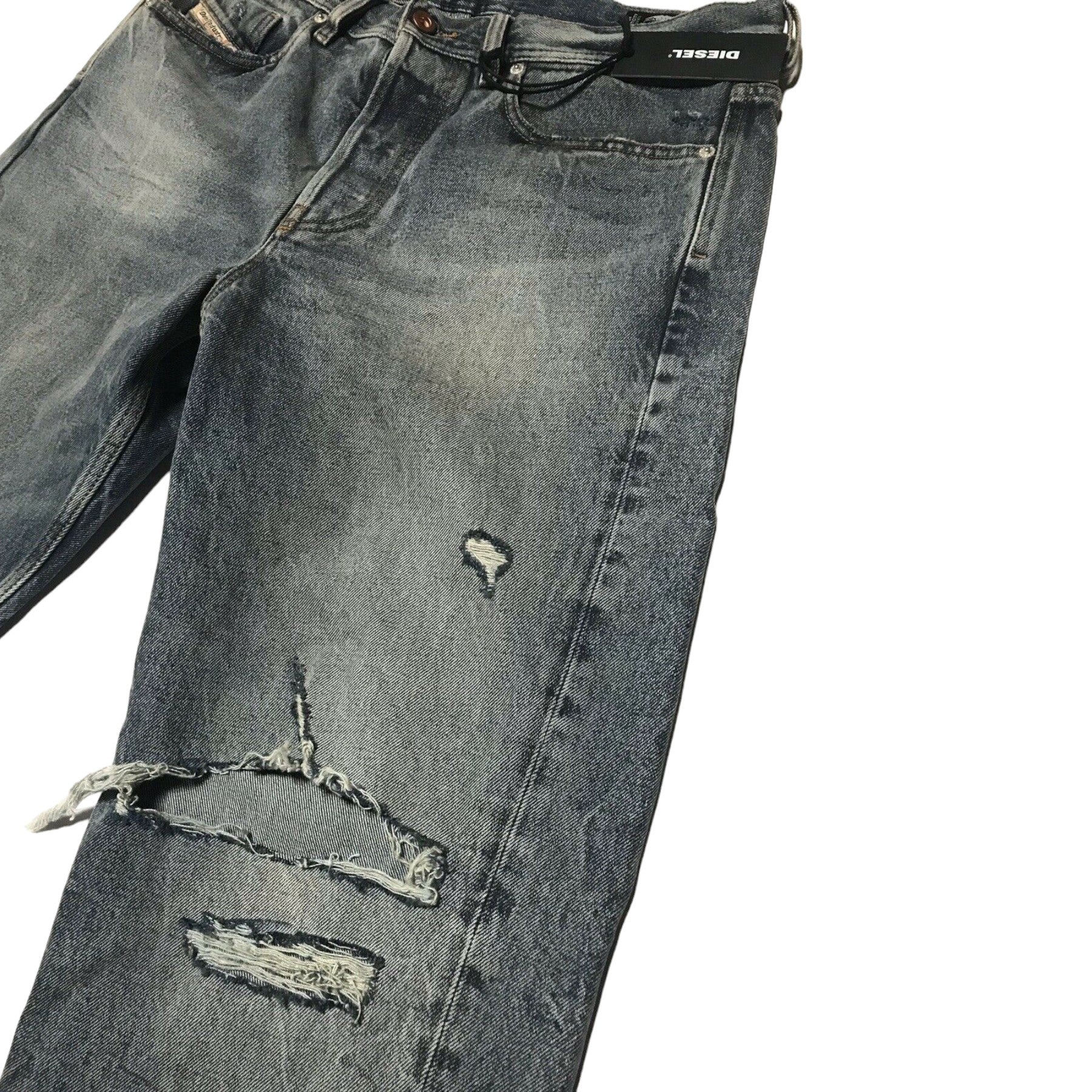 DIESEL DAGH XP 084ZS Mens Jeans Regular Straight Distress Blue Denim Made Italy