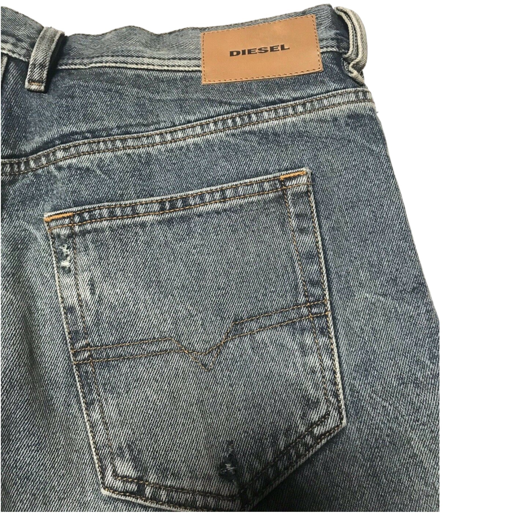 DIESEL DAGH XP 084ZS Mens Jeans Regular Straight Distress Blue Denim Made Italy