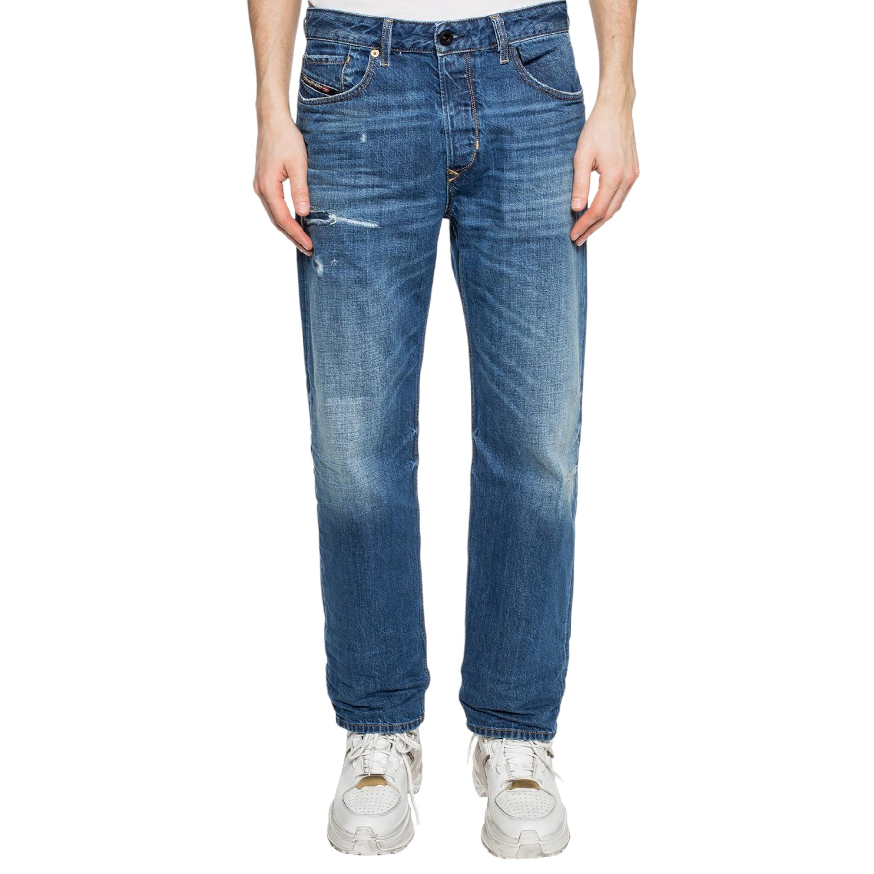 DIESEL D KODECK 080AH Mens Denim Jeans Regular Fit Distressed Faded Trouser Pant