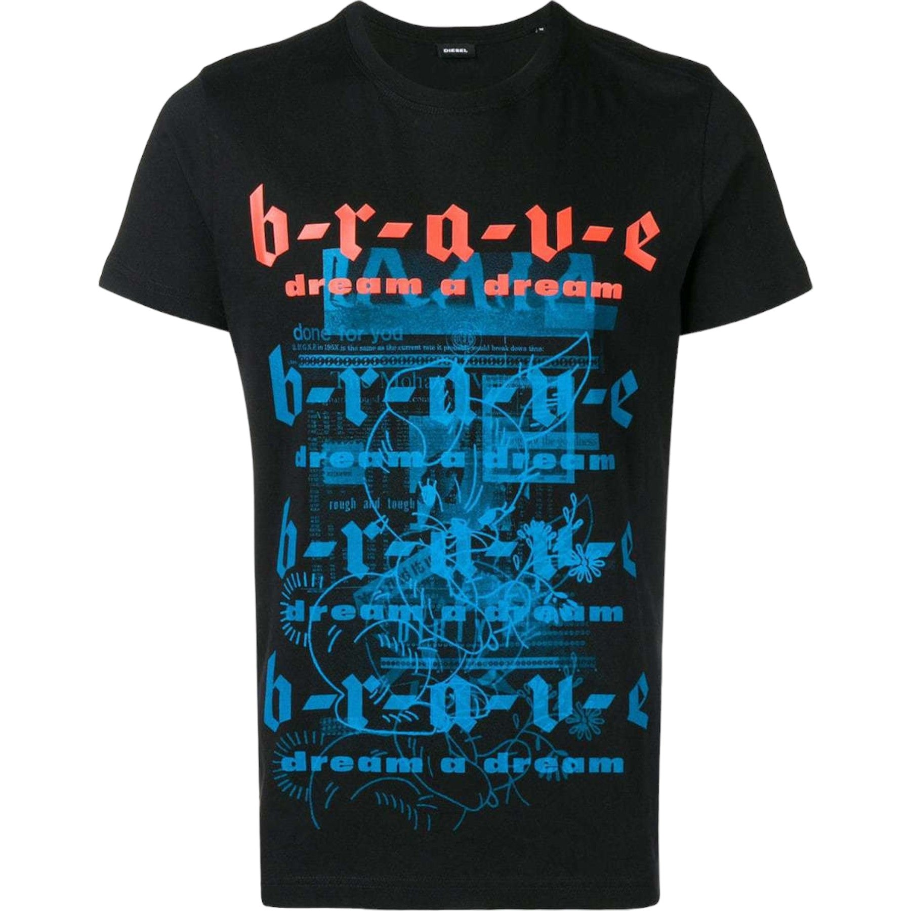 DIESEL T DIEGO WC Mens Printed T Shirts Brave Short Sleeve Crew Neck Casual Tee