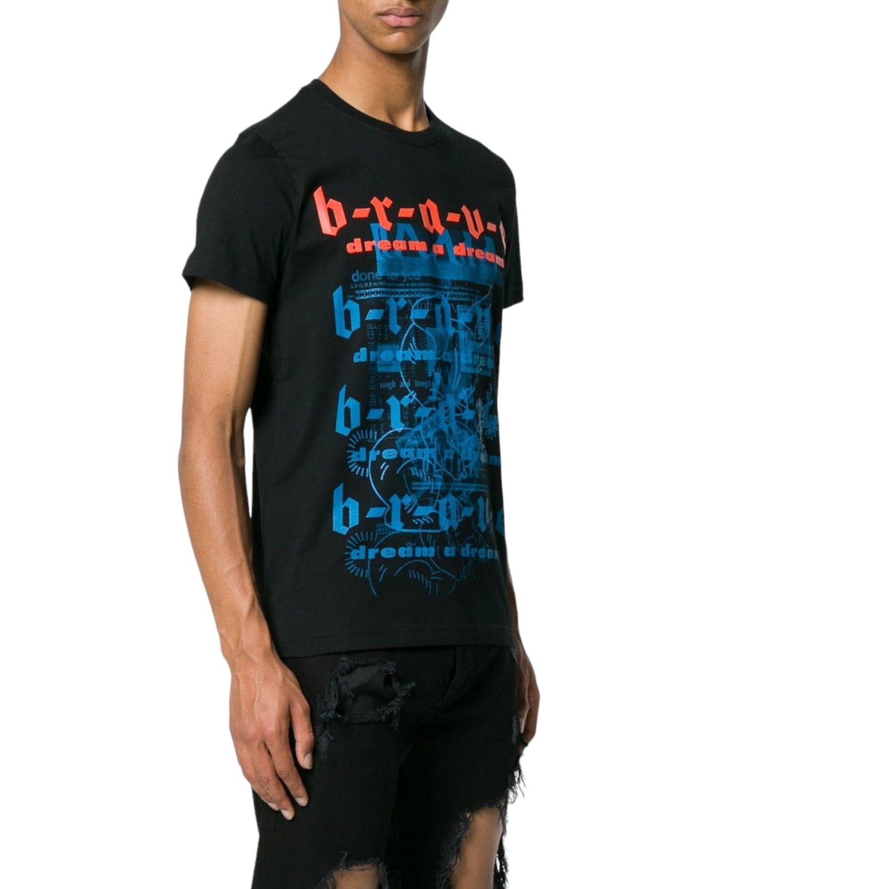 DIESEL T DIEGO WC Mens Printed T Shirts Brave Short Sleeve Crew Neck Casual Tee