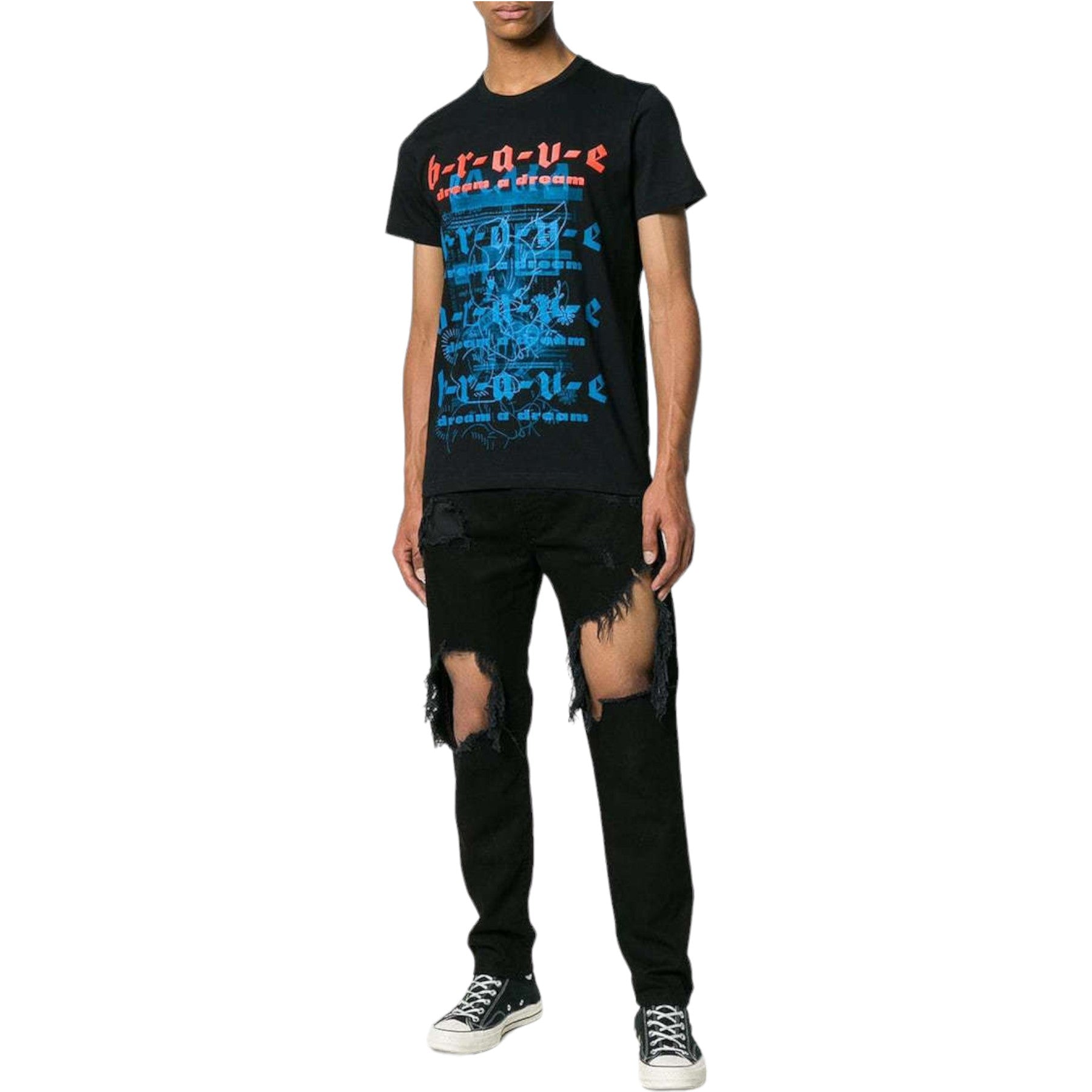 DIESEL T DIEGO WC Mens Printed T Shirts Brave Short Sleeve Crew Neck Casual Tee