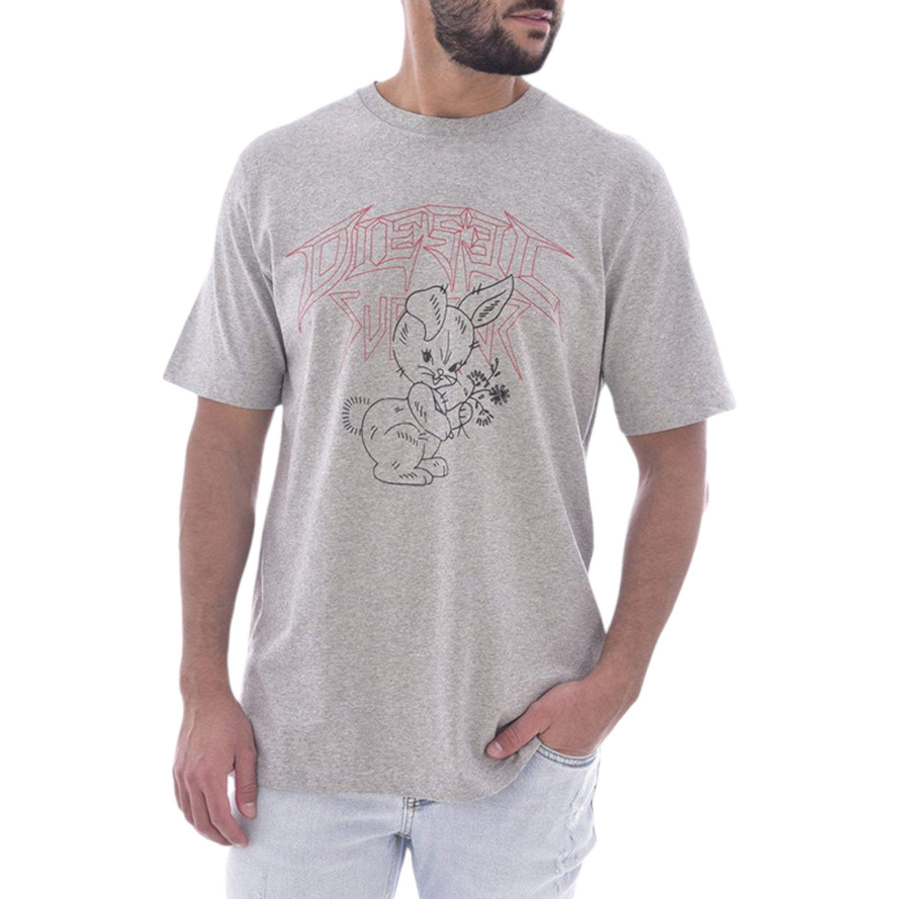 DIESEL T JUST W1 Mens T Shirts Short Sleeve Crew Neck Casual Cotton Summer Tee