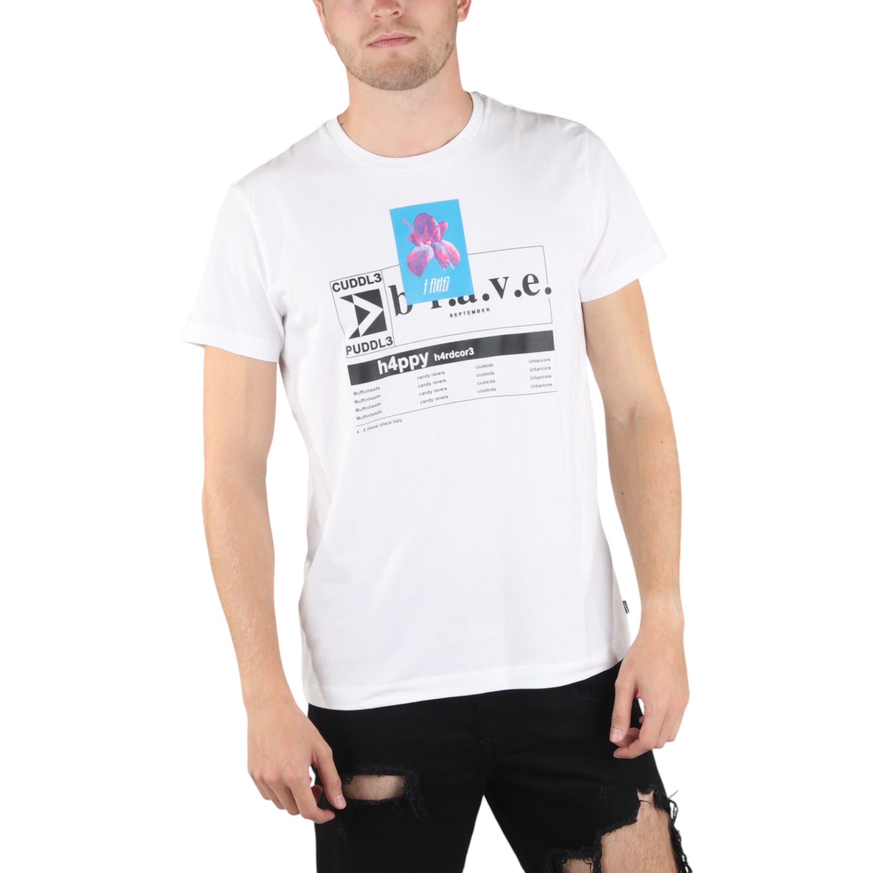 DIESEL Mens T DIEGO XA T-Shirt Short Sleeve Soft Crew Neck Tee Casual White Tops