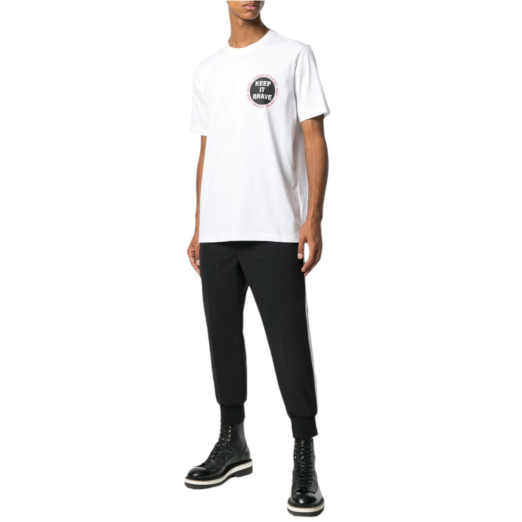 DIESEL T JUST XO Mens T-Shirt Short Sleeve Crew Neck Tee Casual White Cotton Top