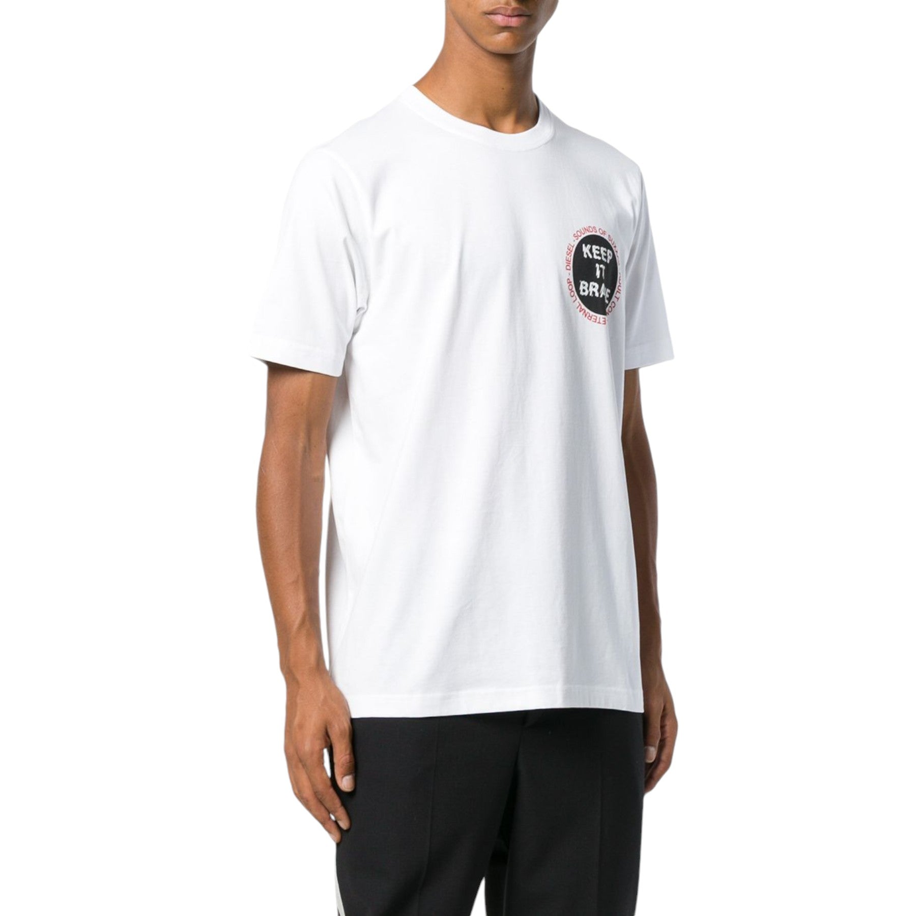 DIESEL T JUST XO Mens T-Shirt Short Sleeve Crew Neck Tee Casual White Cotton Top