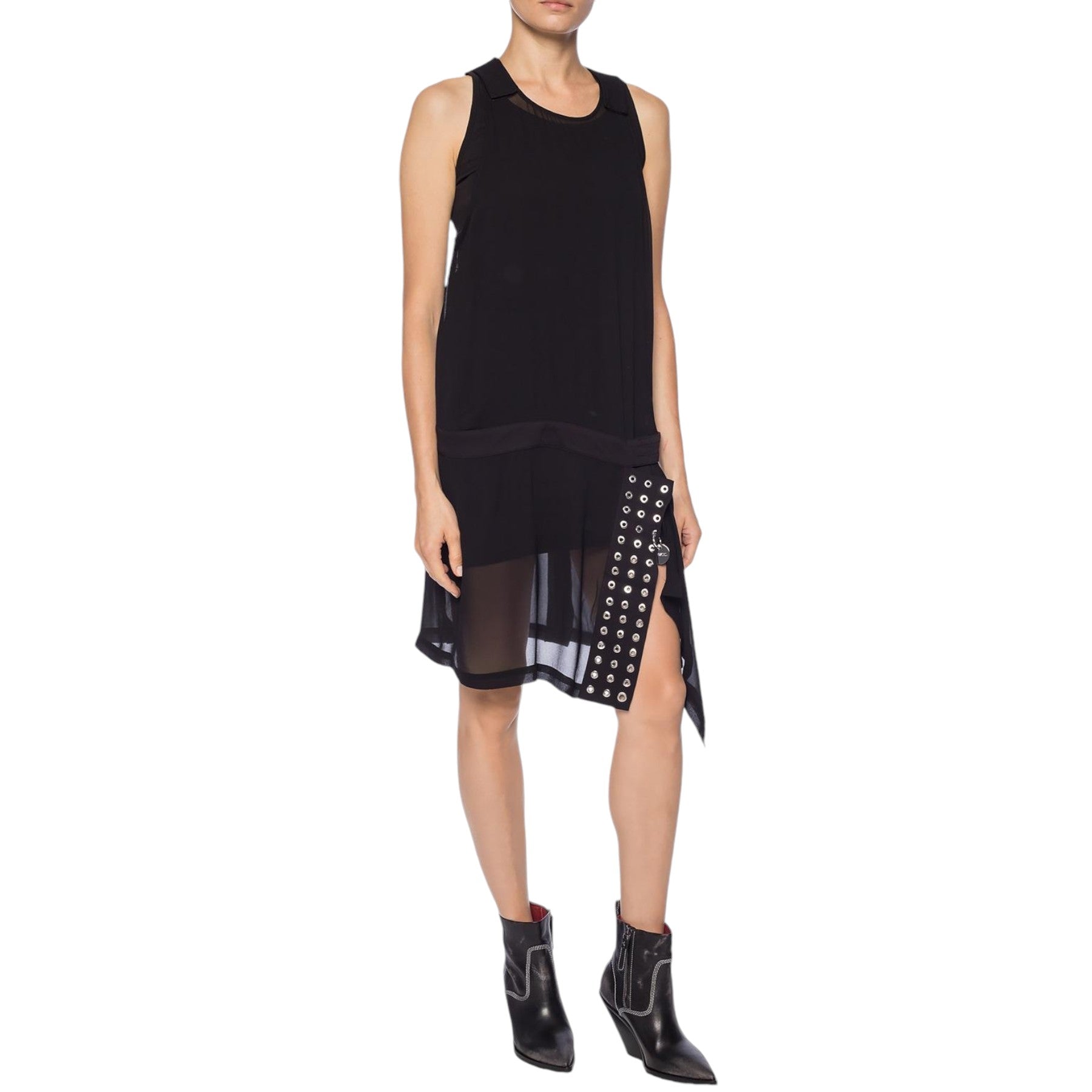 DIESEL D LENYNE 0LASF Womens Short Dress Black Double Layered Sleeveless Tops