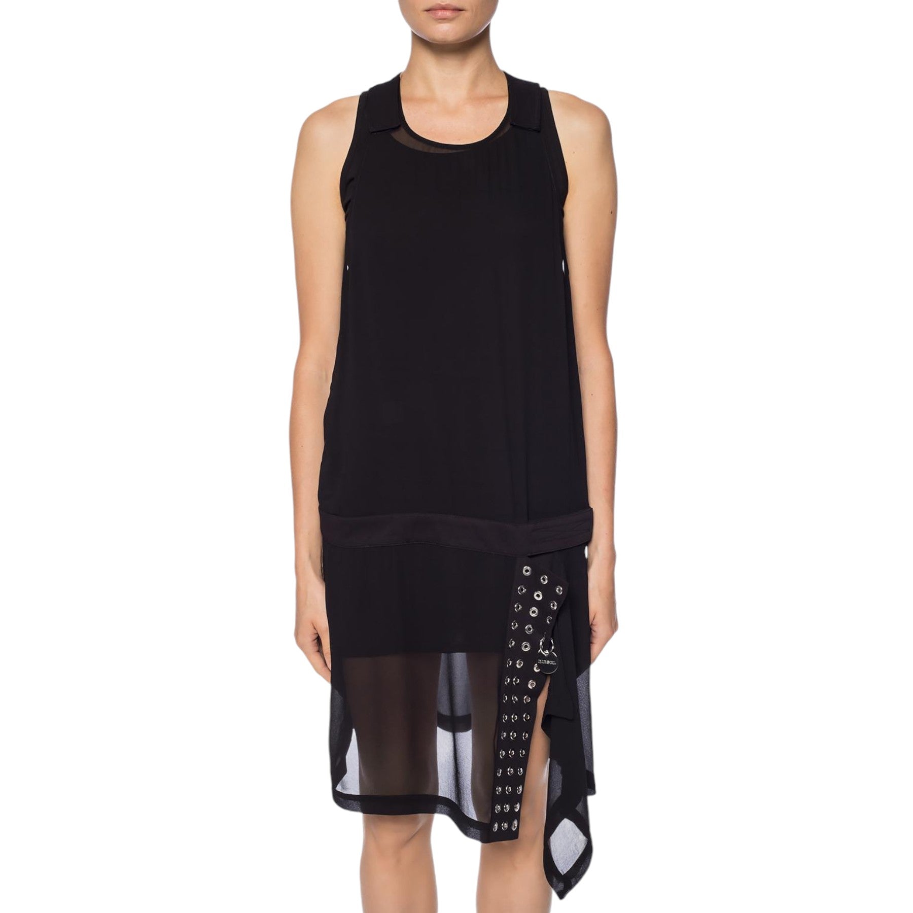 DIESEL D LENYNE 0LASF Womens Short Dress Black Double Layered Sleeveless Tops