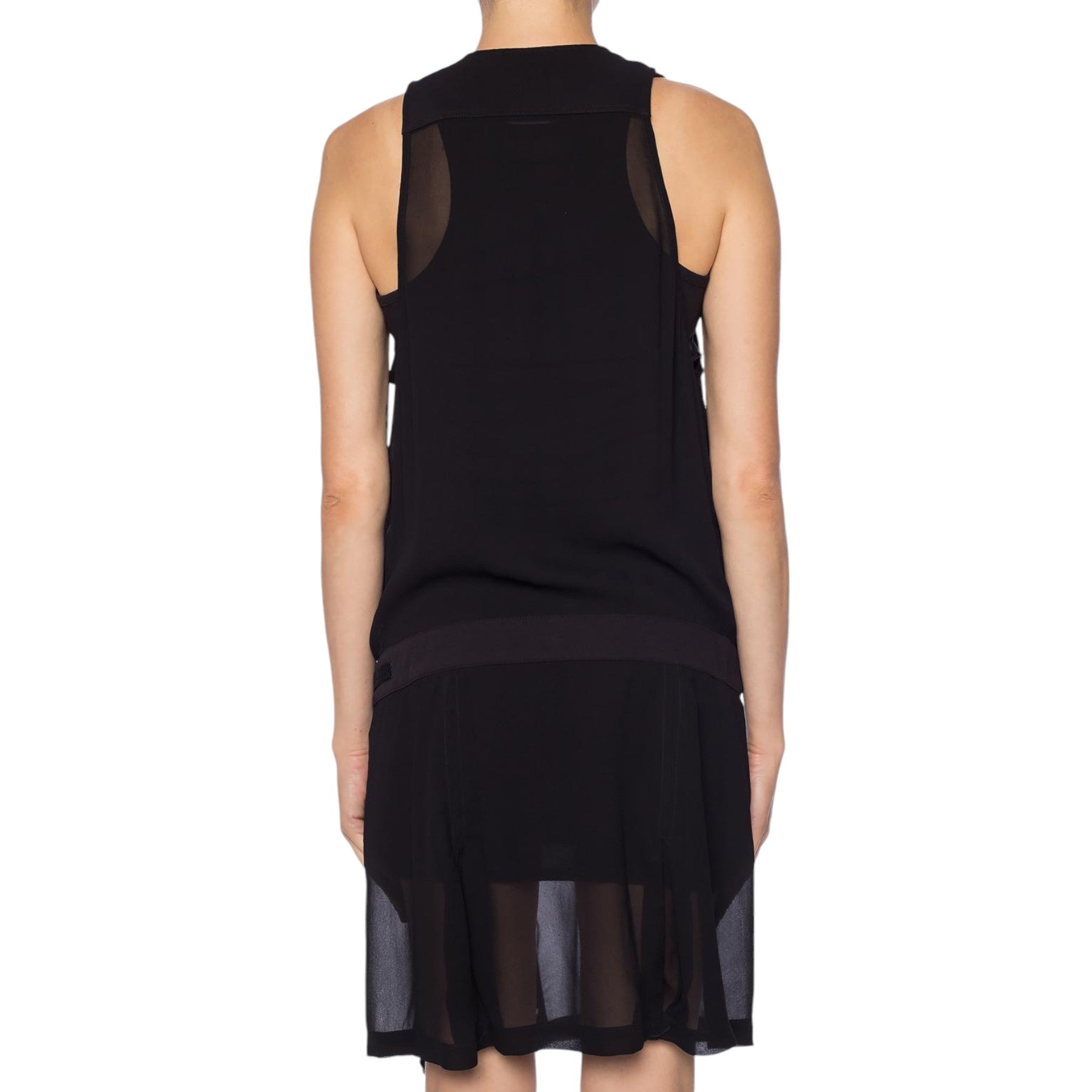 DIESEL D LENYNE 0LASF Womens Short Dress Black Double Layered Sleeveless Tops