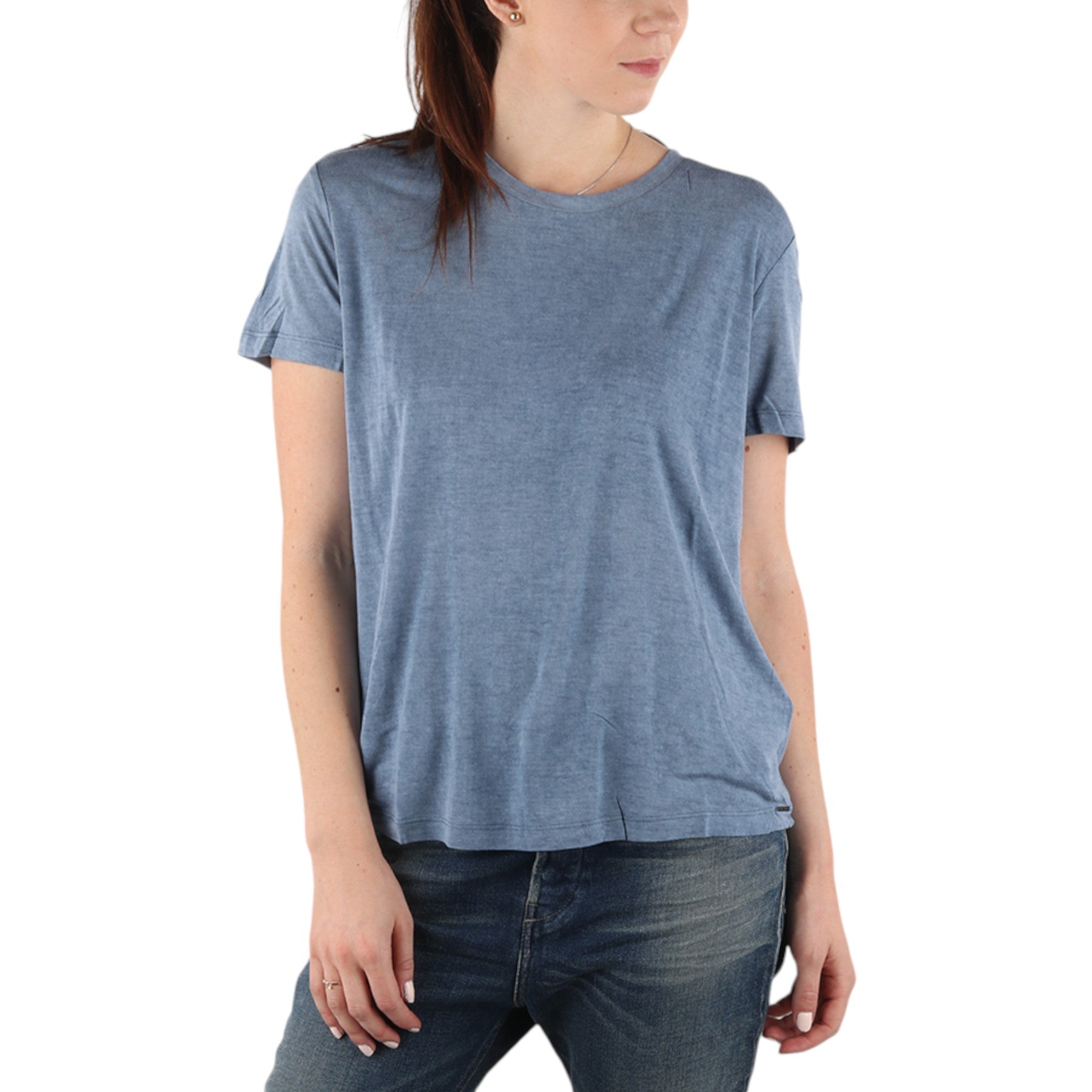 DIESEL T MORIPLAQUE Womens T-Shirt Crew Neck Short Sleeve Casual Summer Blue Tee