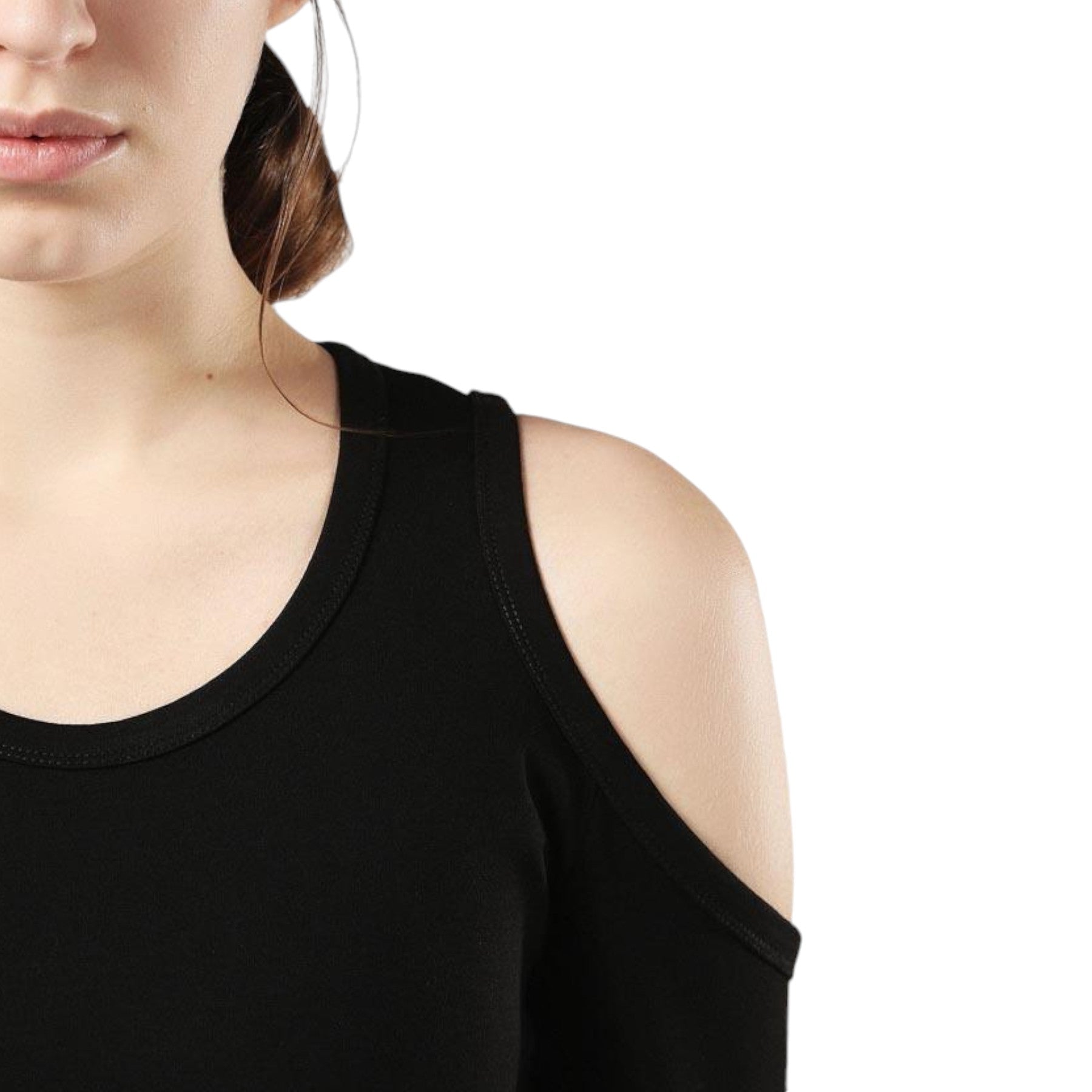 DIESEL D CECYL 0DAPR Womens Short Dress Cotton Black Long Sleeve Crew neck Tops